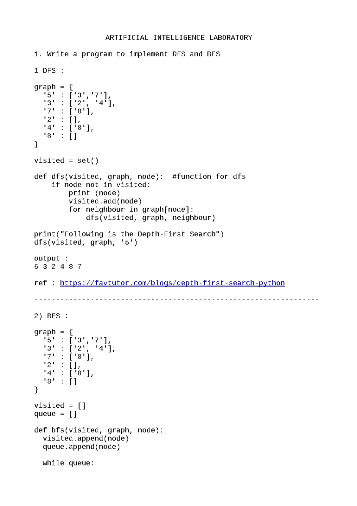 AI LAB 10 Q SOL - This Is The Artificial Intelligence Lab Manual Of R19 ...