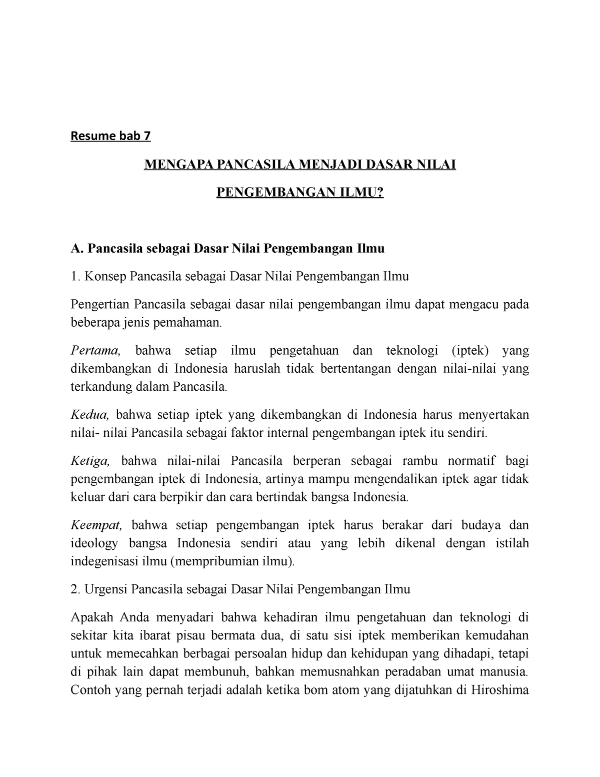 MENGAPA PANCASILA MENJADI DASAR NILAI PENGEMBANGAN ILMU? - Pancasila ...