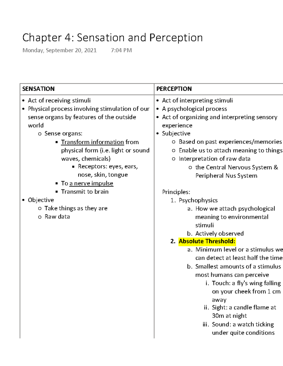 Chapter 4 Sensation And Perception - SENSATION PERCEPTION Act Of ...