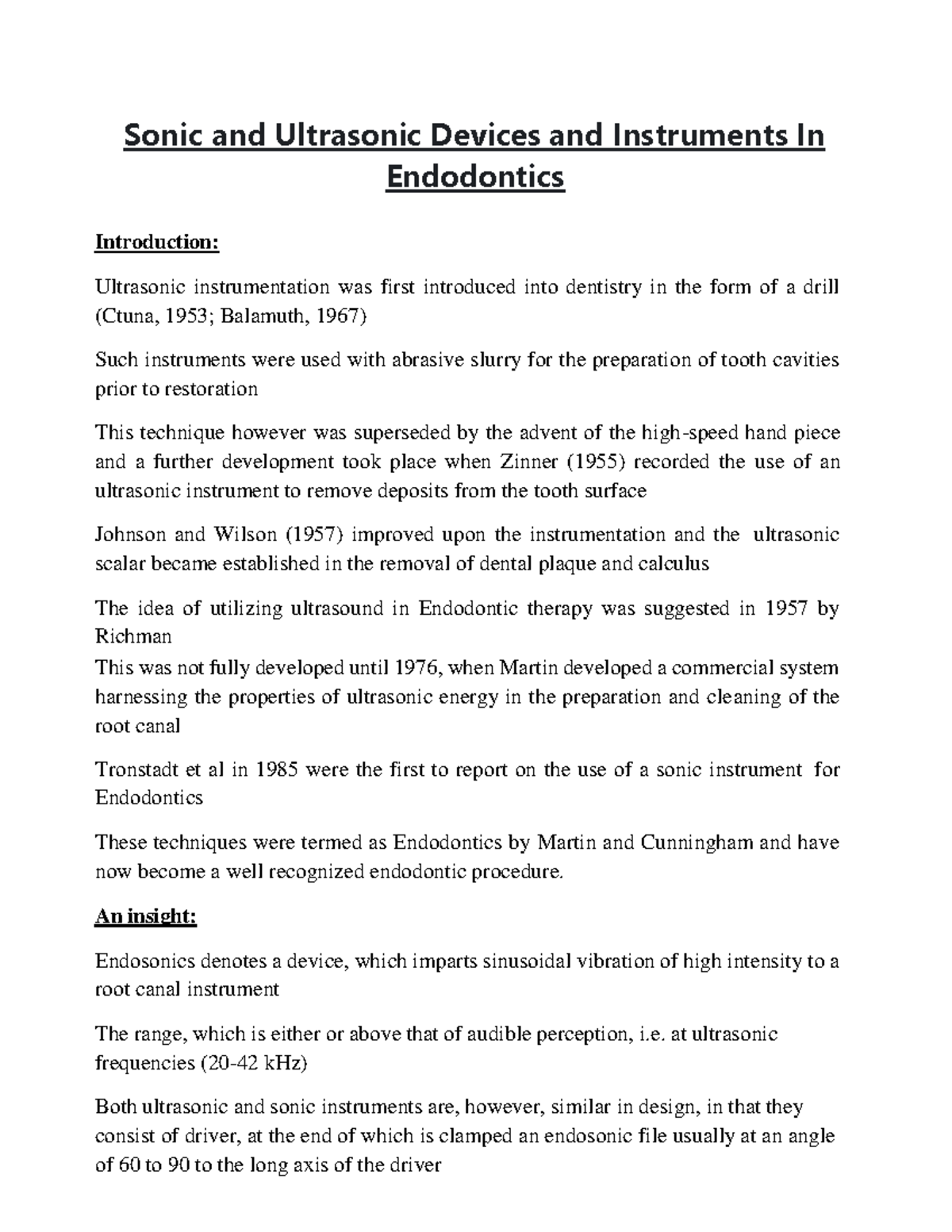 Sonic and Ultrasonic Devices and Instruments In Endodontics - Sonic and ...