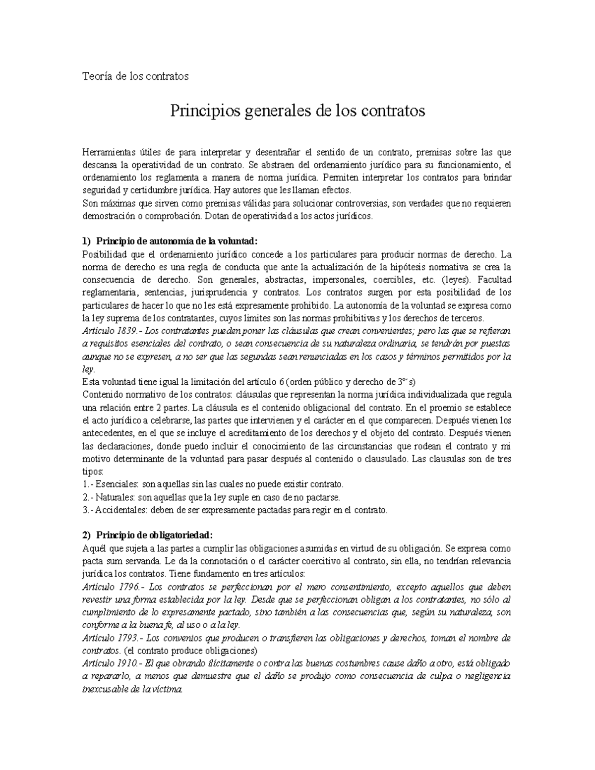 Principios Generales De Los Contratos - Teoría De Los Contratos ...