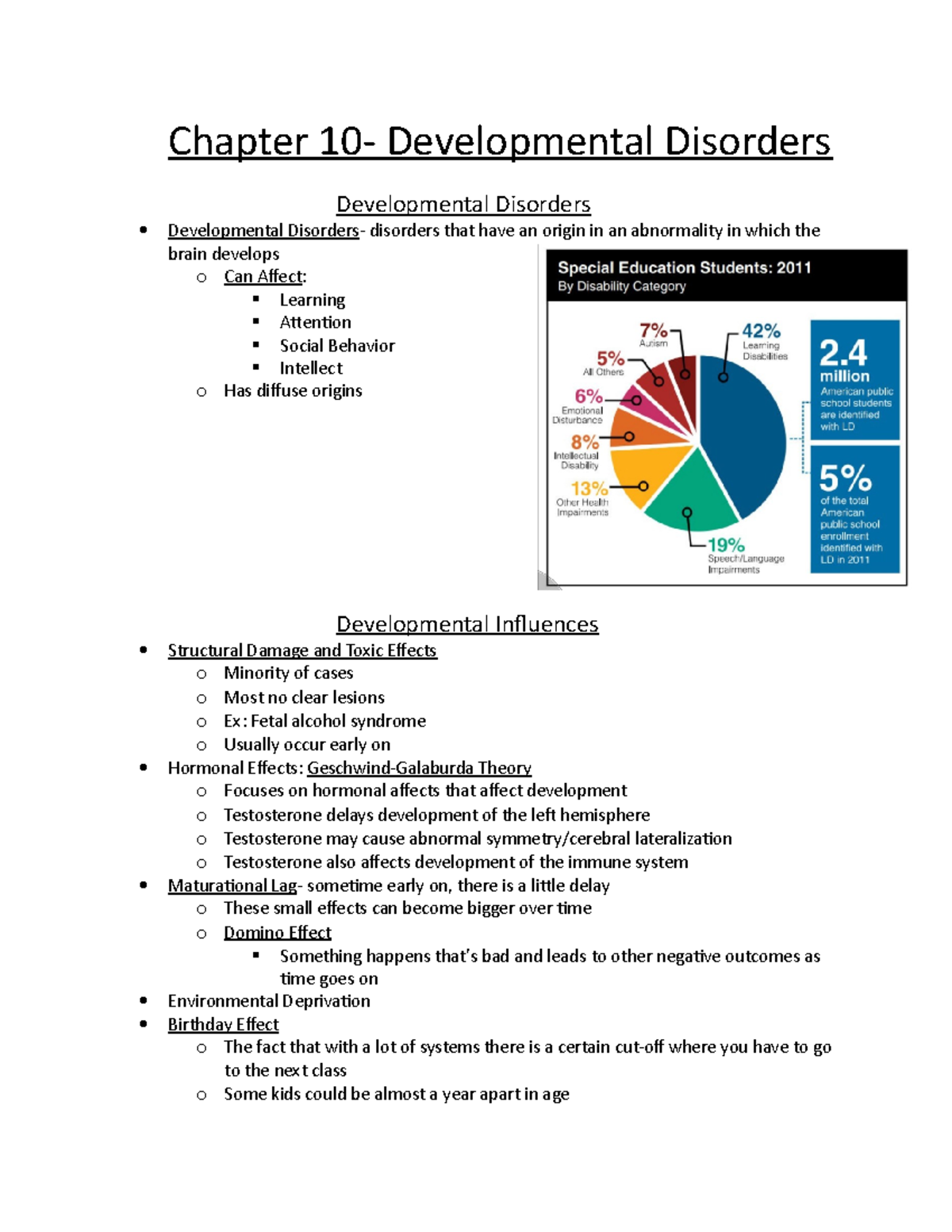 Chapter 10 notes Clinical Psychology - Chapter 10- Developmental ...
