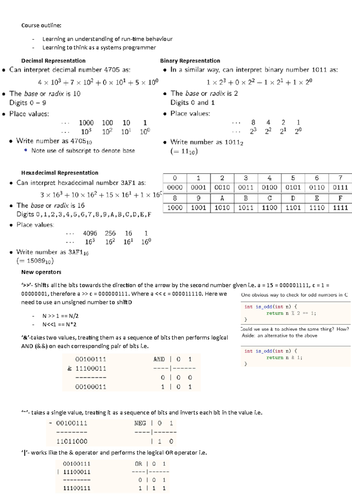 Comp1521 lecture notes - Course outline: Learning an understanding of ...