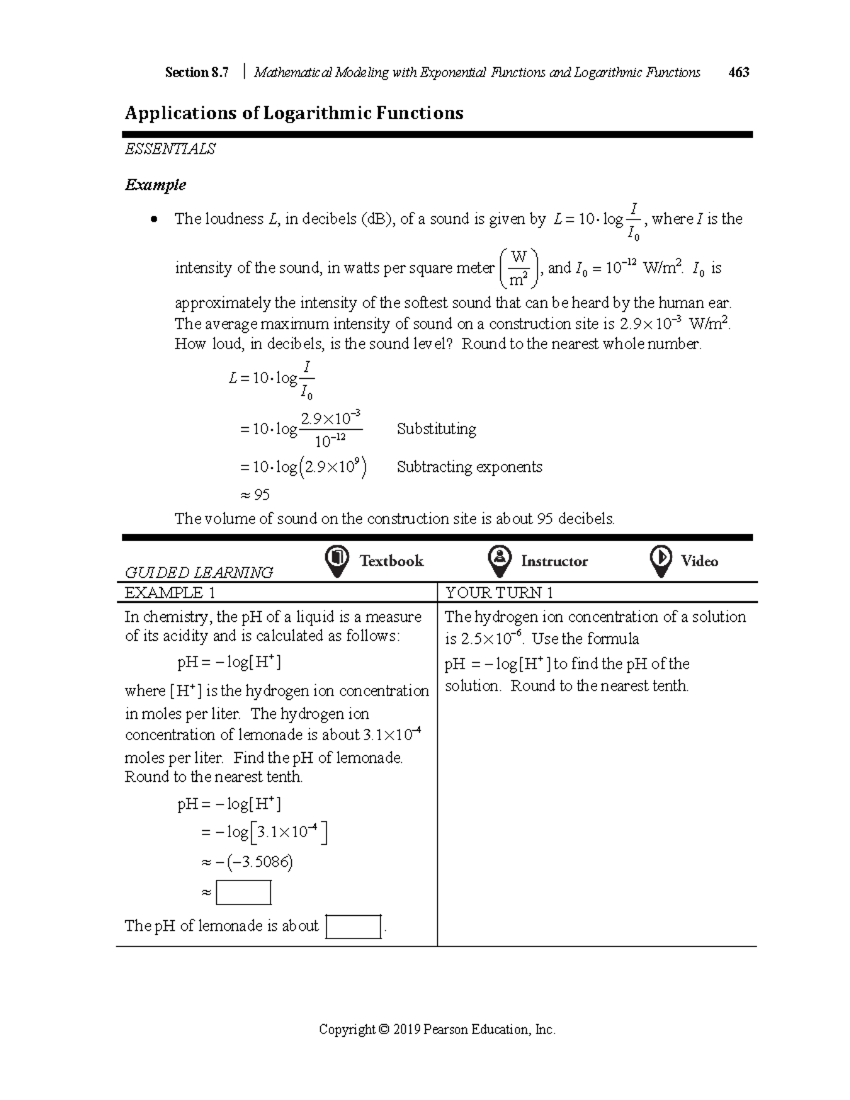 Section 8 coursework for algebra. Applications of Logarithmic