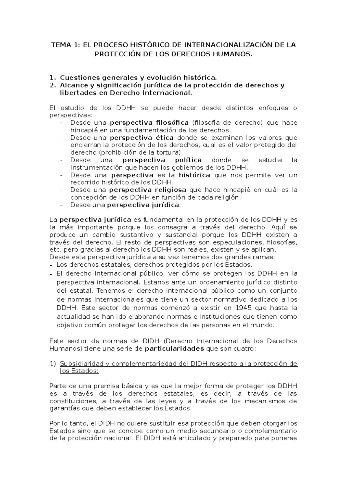Derecho Internacional de Los Derechos Humanos - Apuntes - Tema 1 - TEMA ...