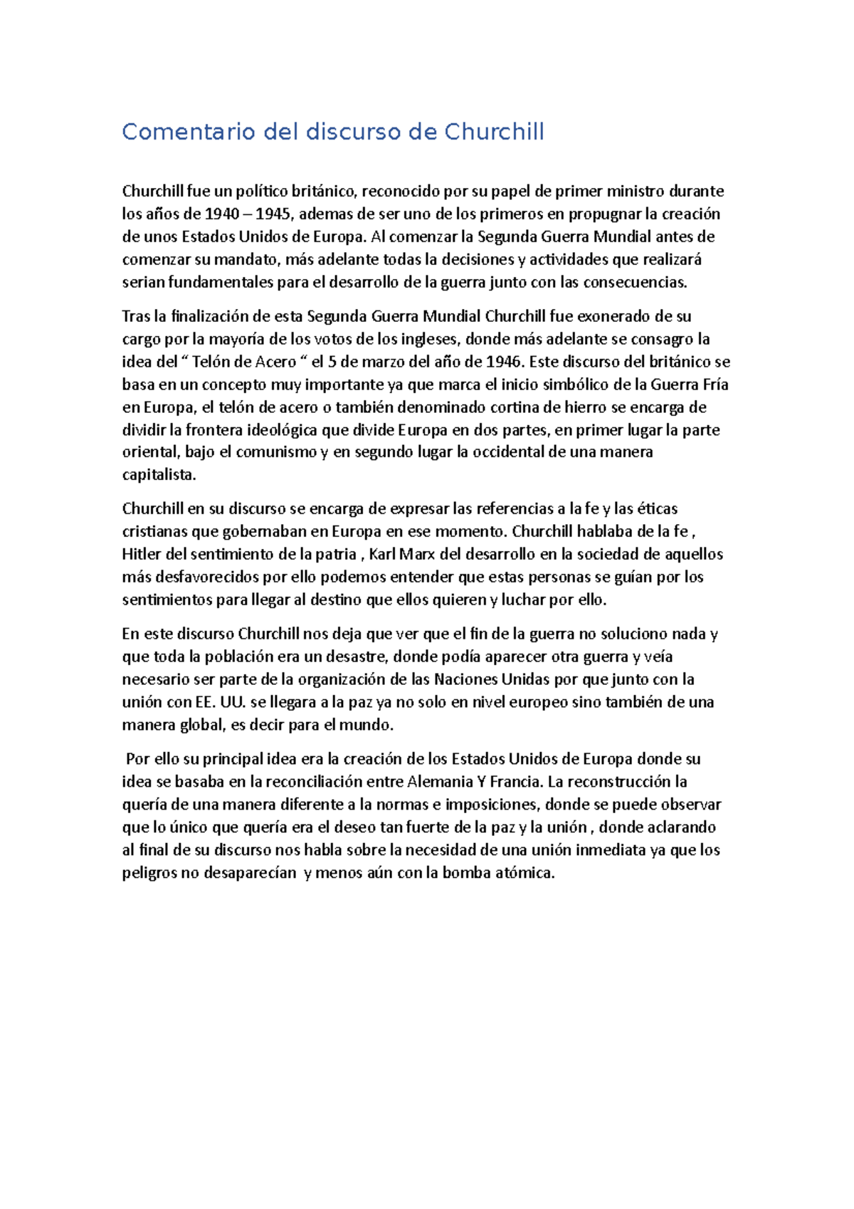 Comentario Del Discurso De Churchill Comentario Del Discurso De Churchill Churchill Fue Un 3781