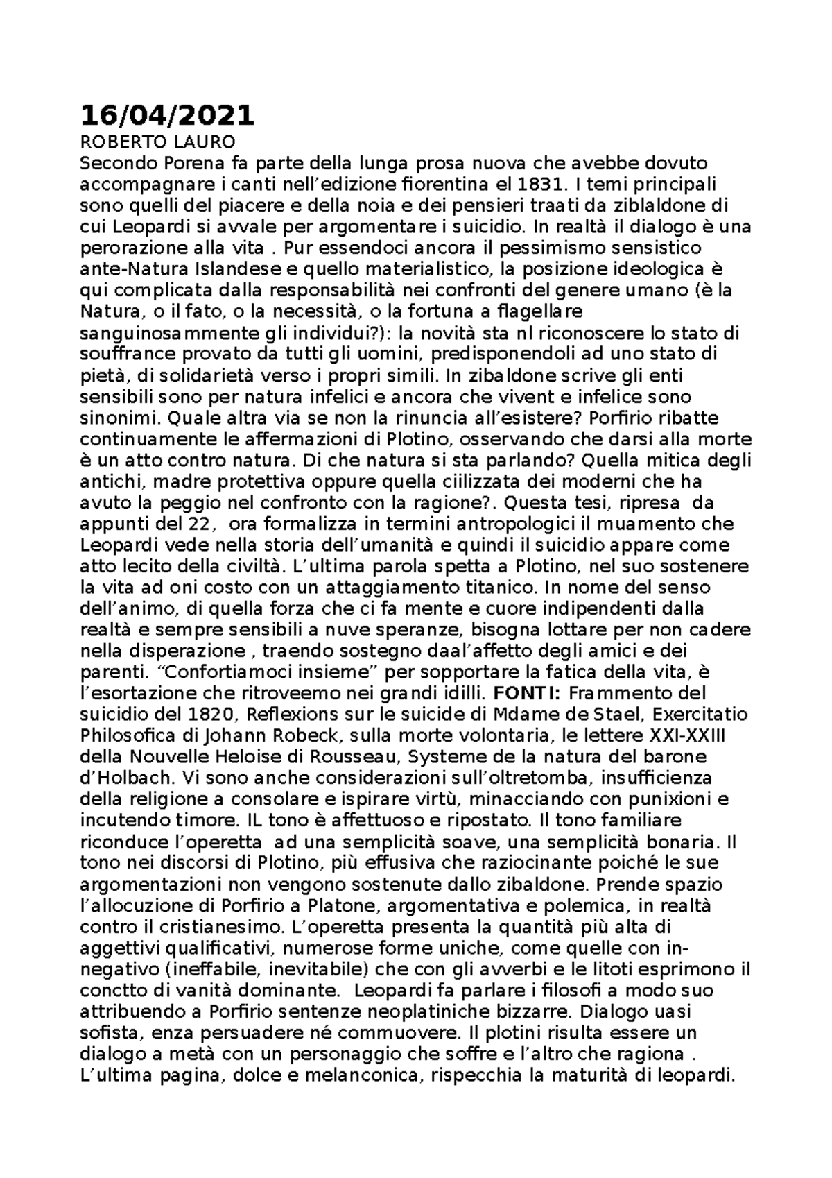 Dialogo di Plotino e Porfirio Operette