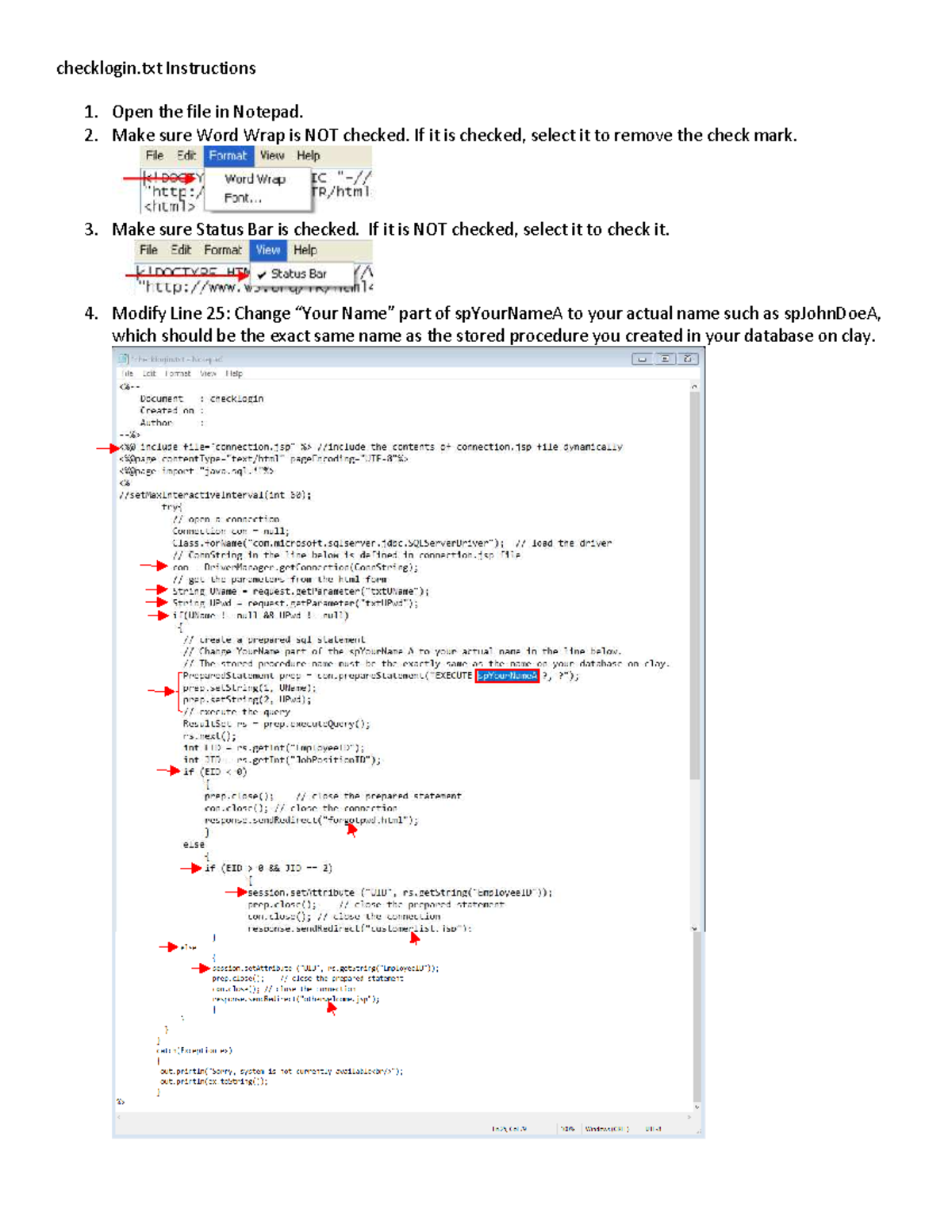 Checklogin Instruction - checklogin Instructions Open the file in ...