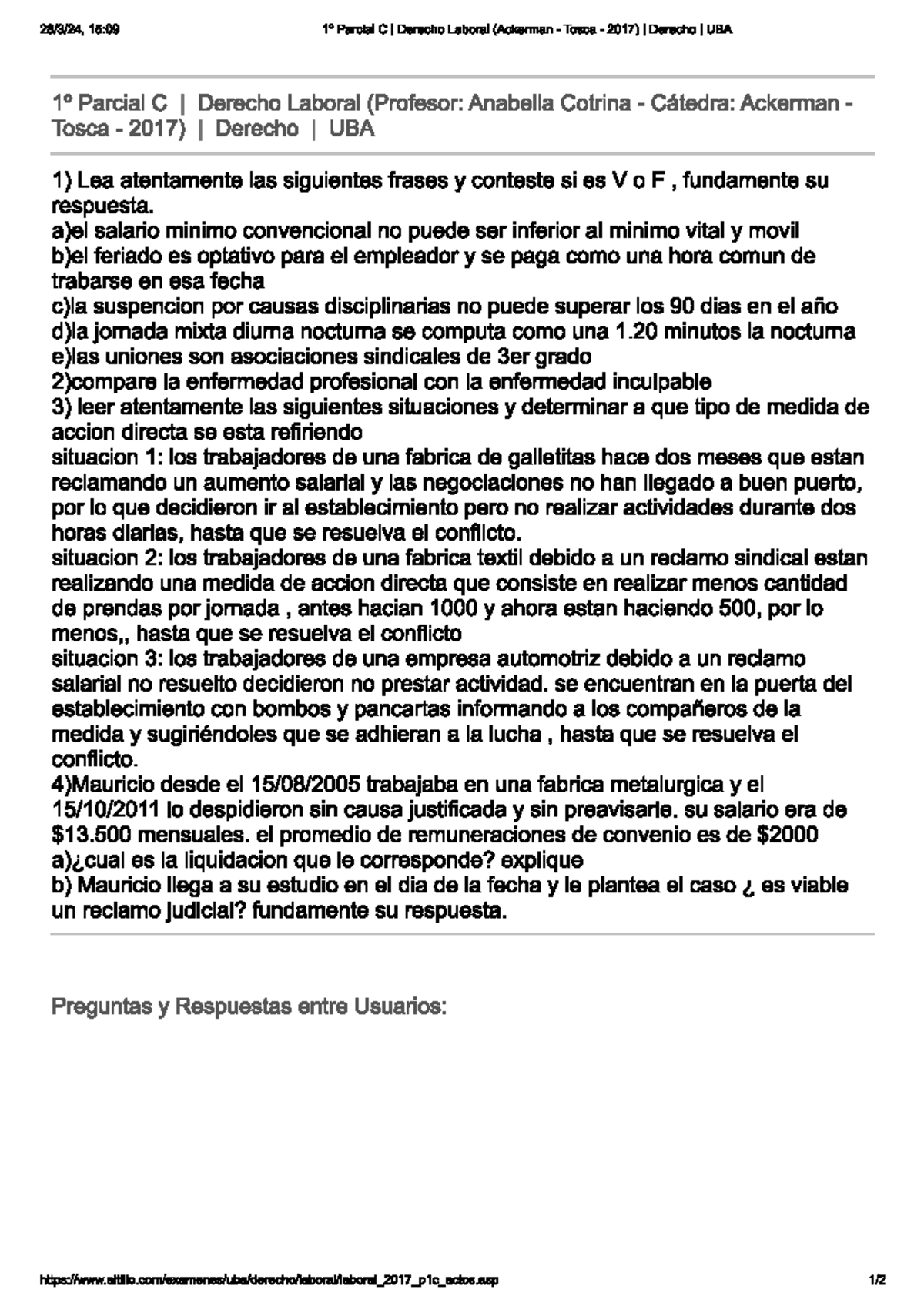 Laboral primer parcial - Derecho del Trabajo y de la Seguridad Social ...