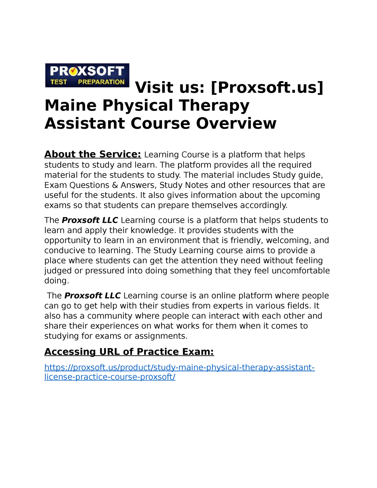 Maine Physical Therapy Assistant Practice Course Visit Us Proxsoft   Thumb 1200 1553 