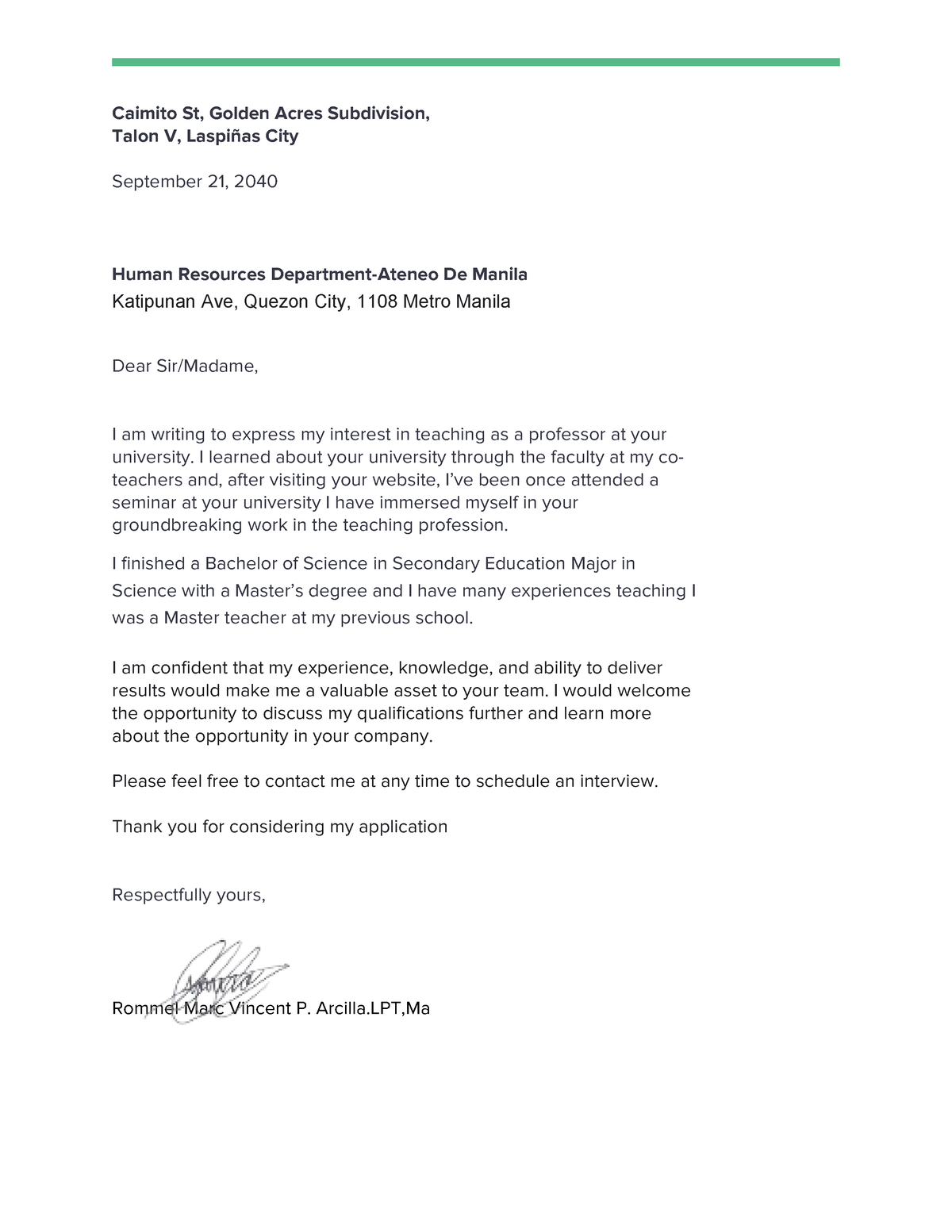 Letter - veverververvvrerevrevre - Caimito St, Golden Acres Subdivision ...