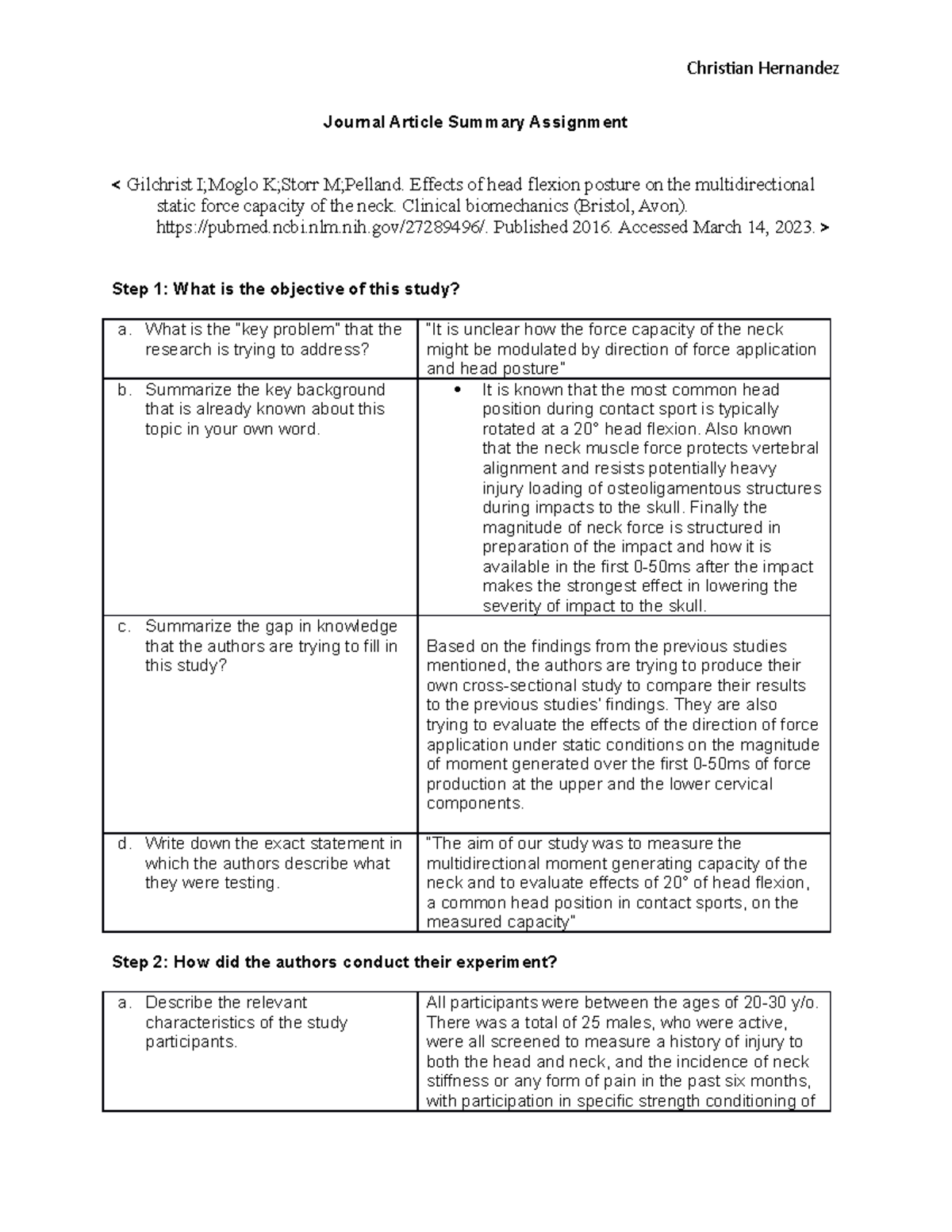 KAH 5103 Article Summary Sheet #2 - Journal Article Summary Assignment