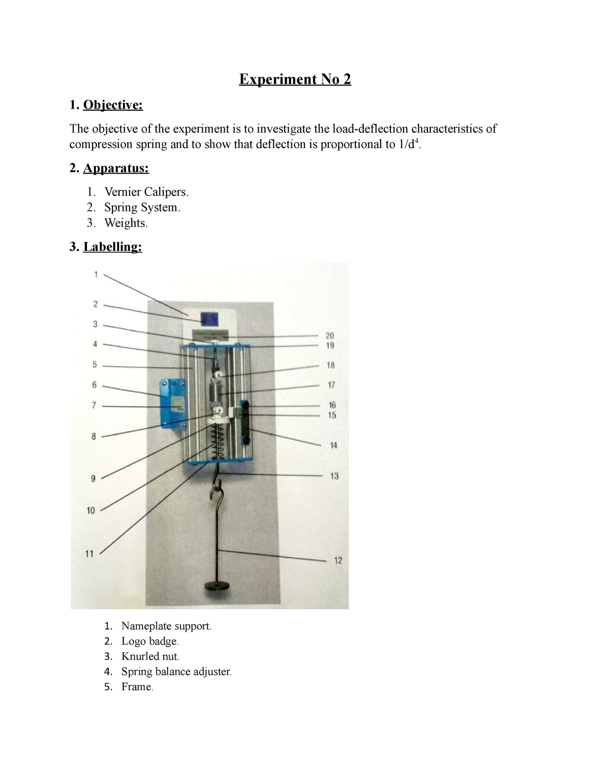 Experiment No 1 Compression - Experiment No 2 1. Objective: The ...