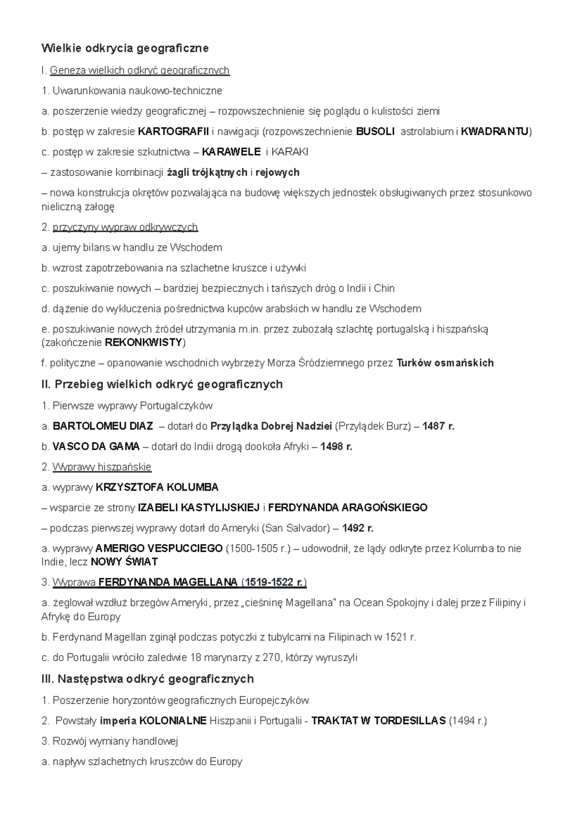 Historia - Wielkie odkrycia geograficzne I. Geneza wielkich odkryć