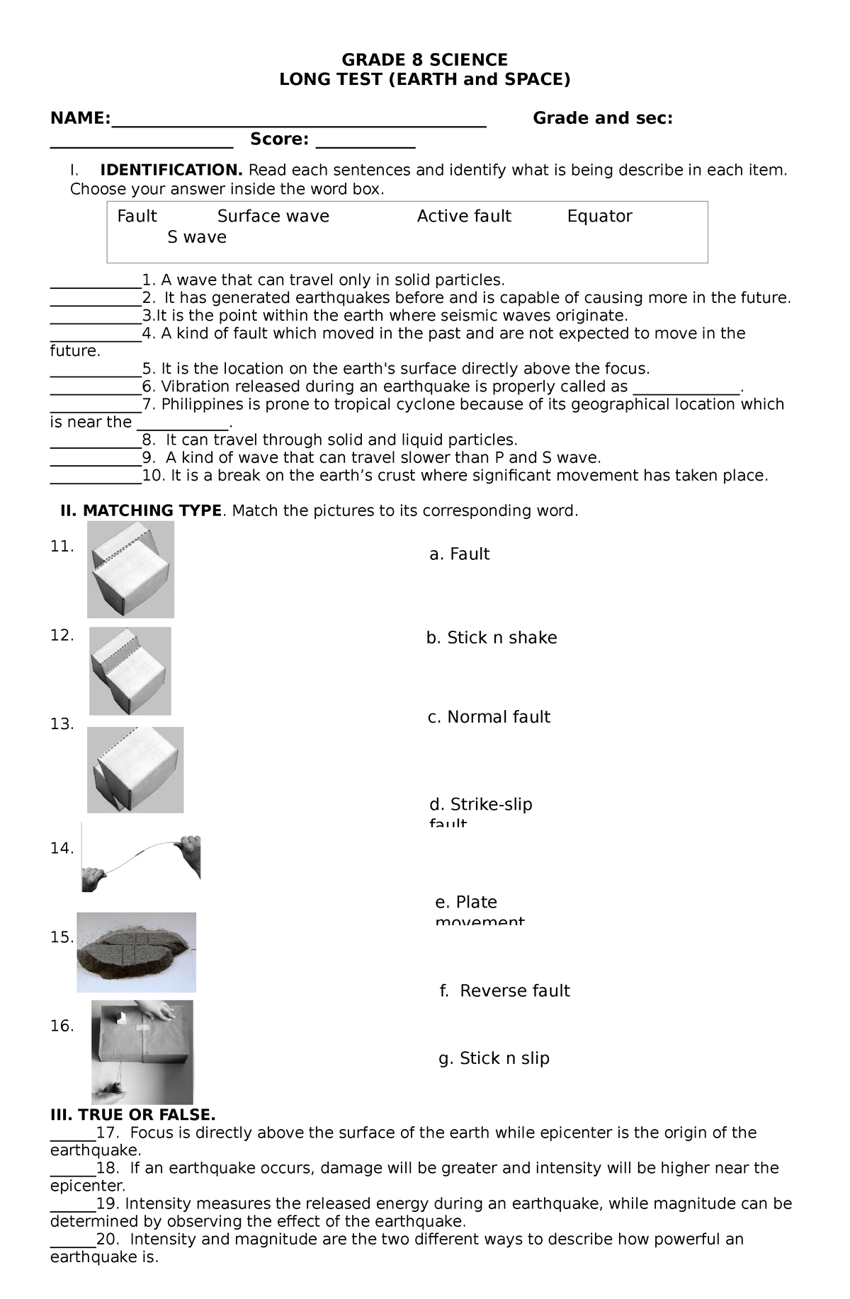 long-test-second-science-8-grade-8-science-long-test-earth-and