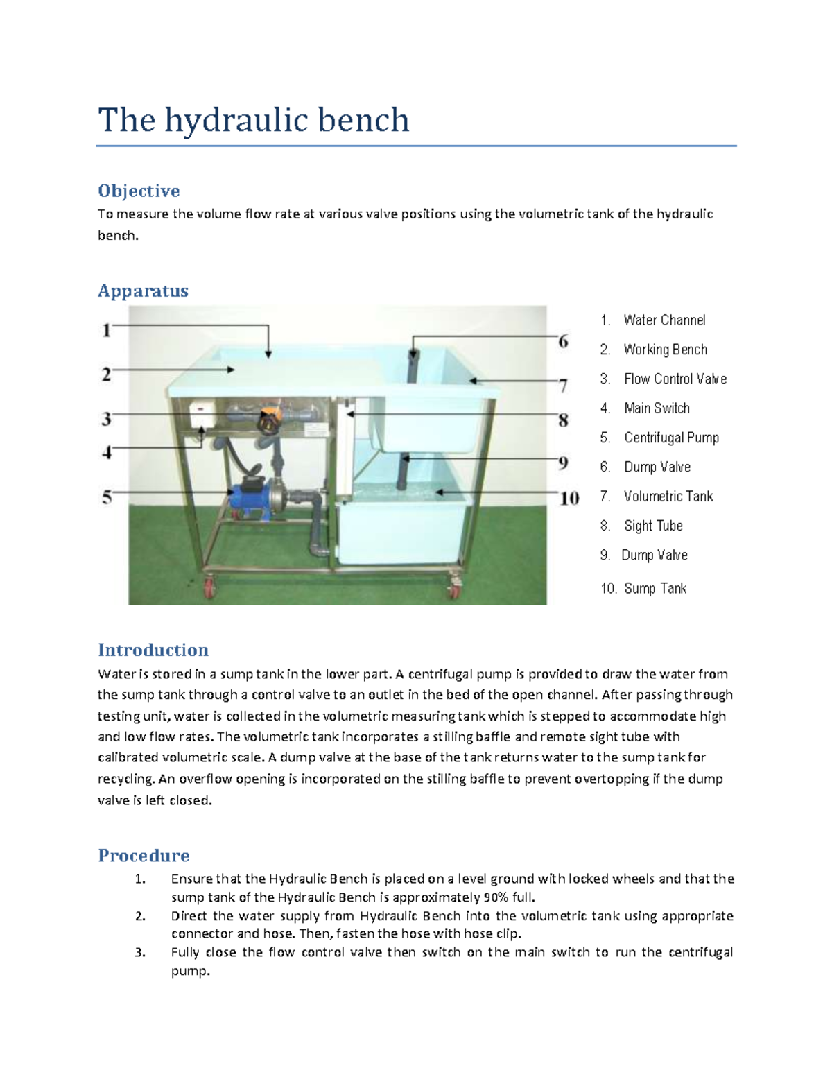 408636977 Experiment 01 The hydraulic bench pdf The hydraulic bench
