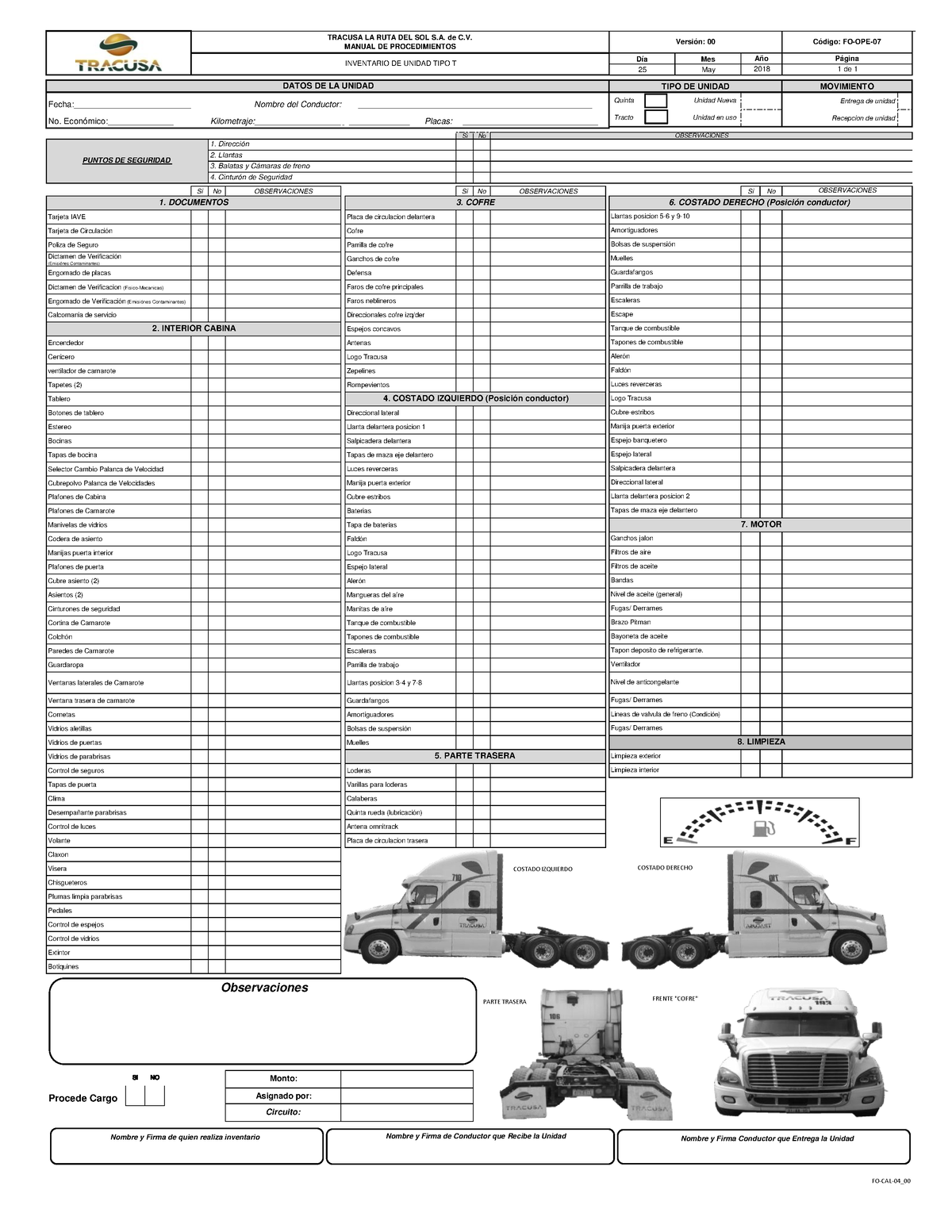 Formato Inventario De Tracto - Día Mes 25 May Fecha 