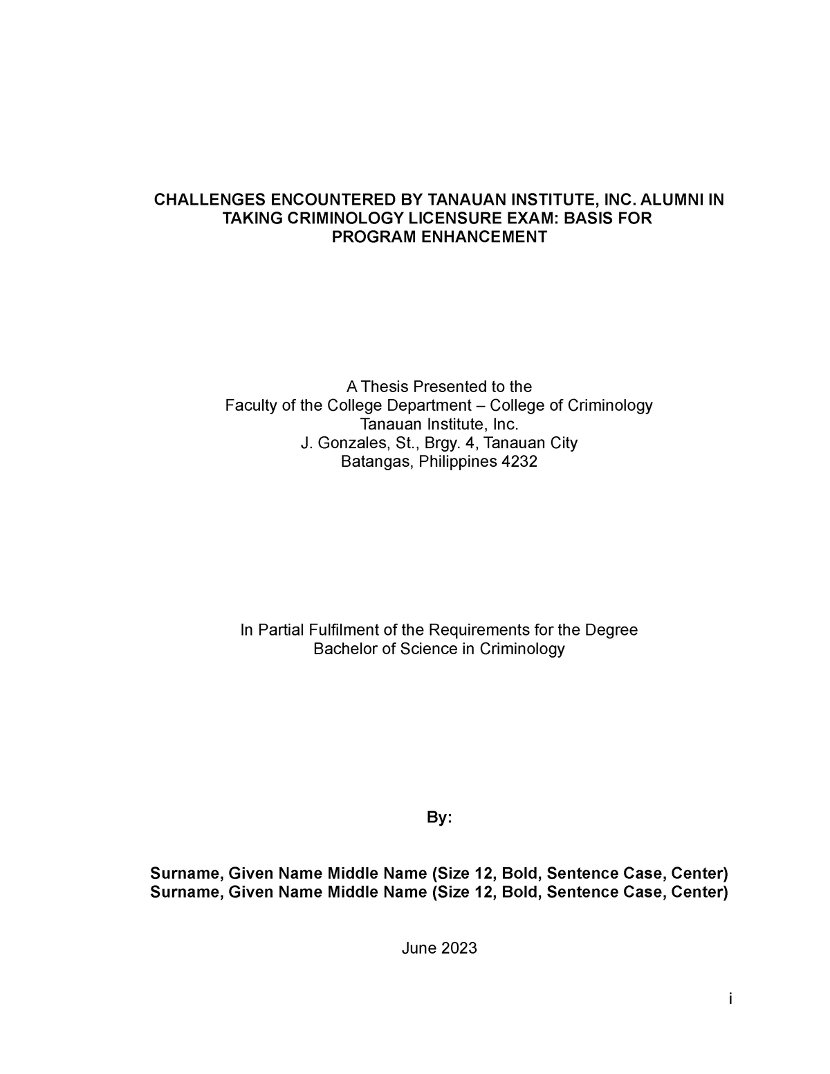 TI Thesis Template Intro to CV - CHALLENGES ENCOUNTERED BY TANAUAN ...