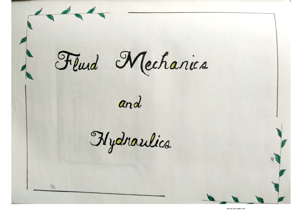 Fluid Mech and Hydraulics Lecture Civil Engineering Studocu