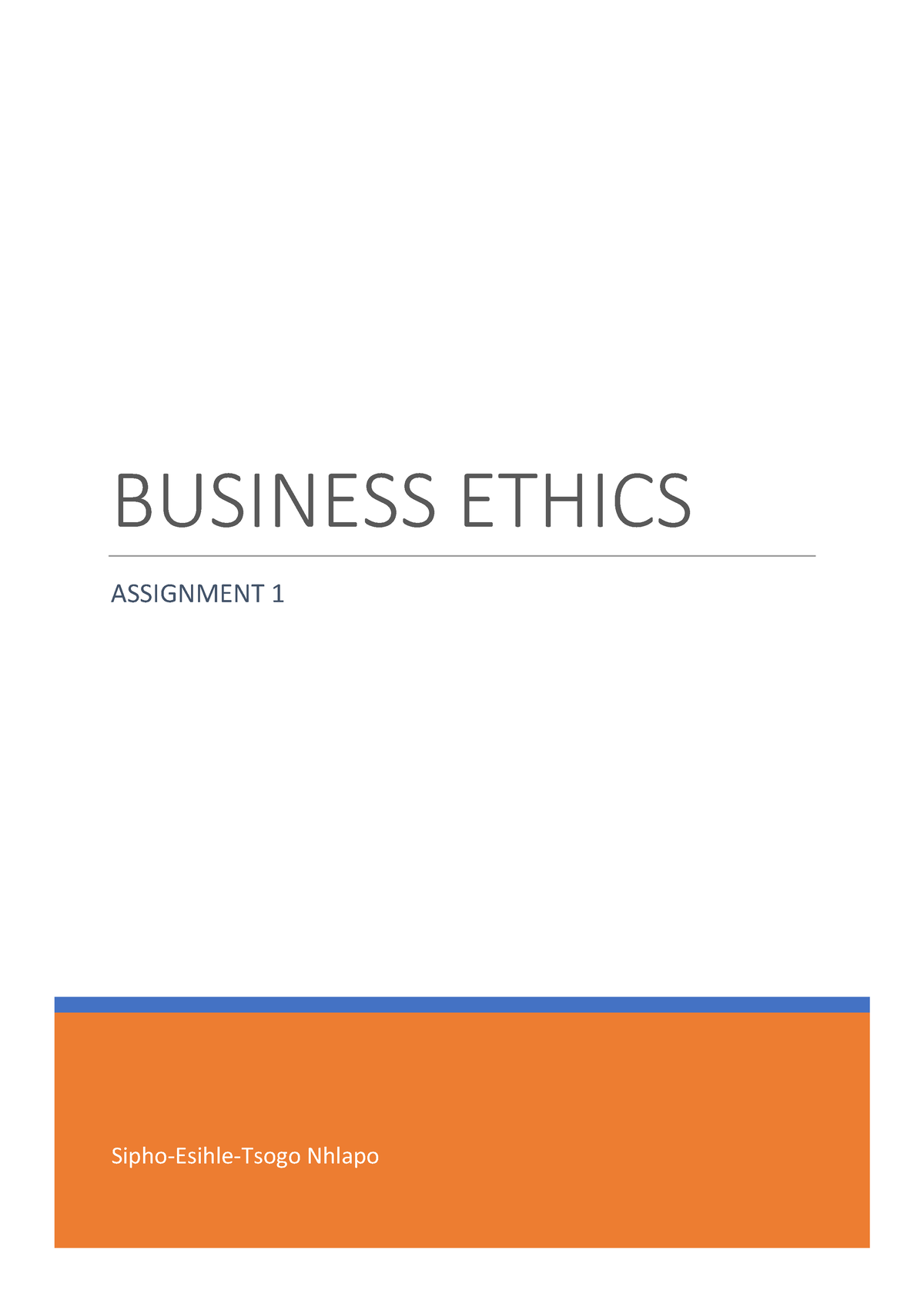 business ethics assignment high school