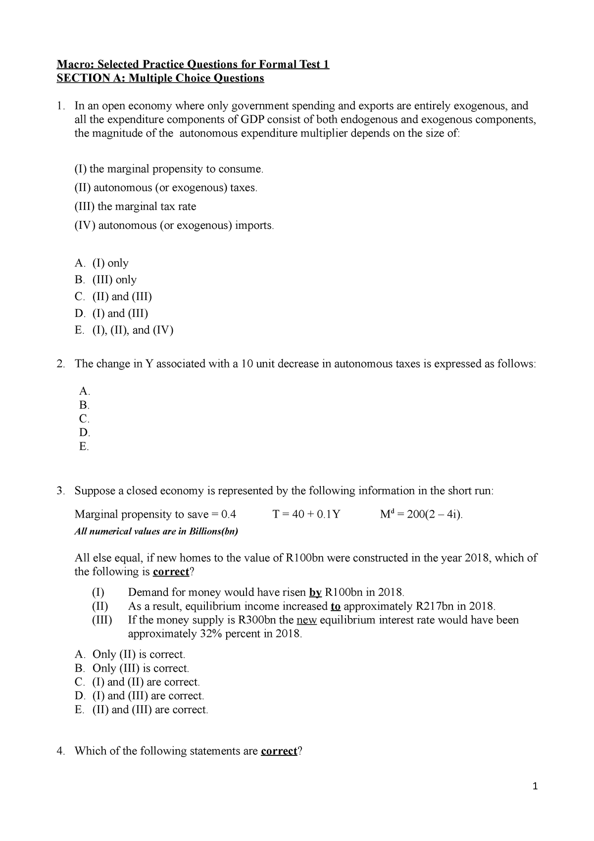 Test 1 Practice Questions-2023-1 - Macro: Selected Practice Questions ...