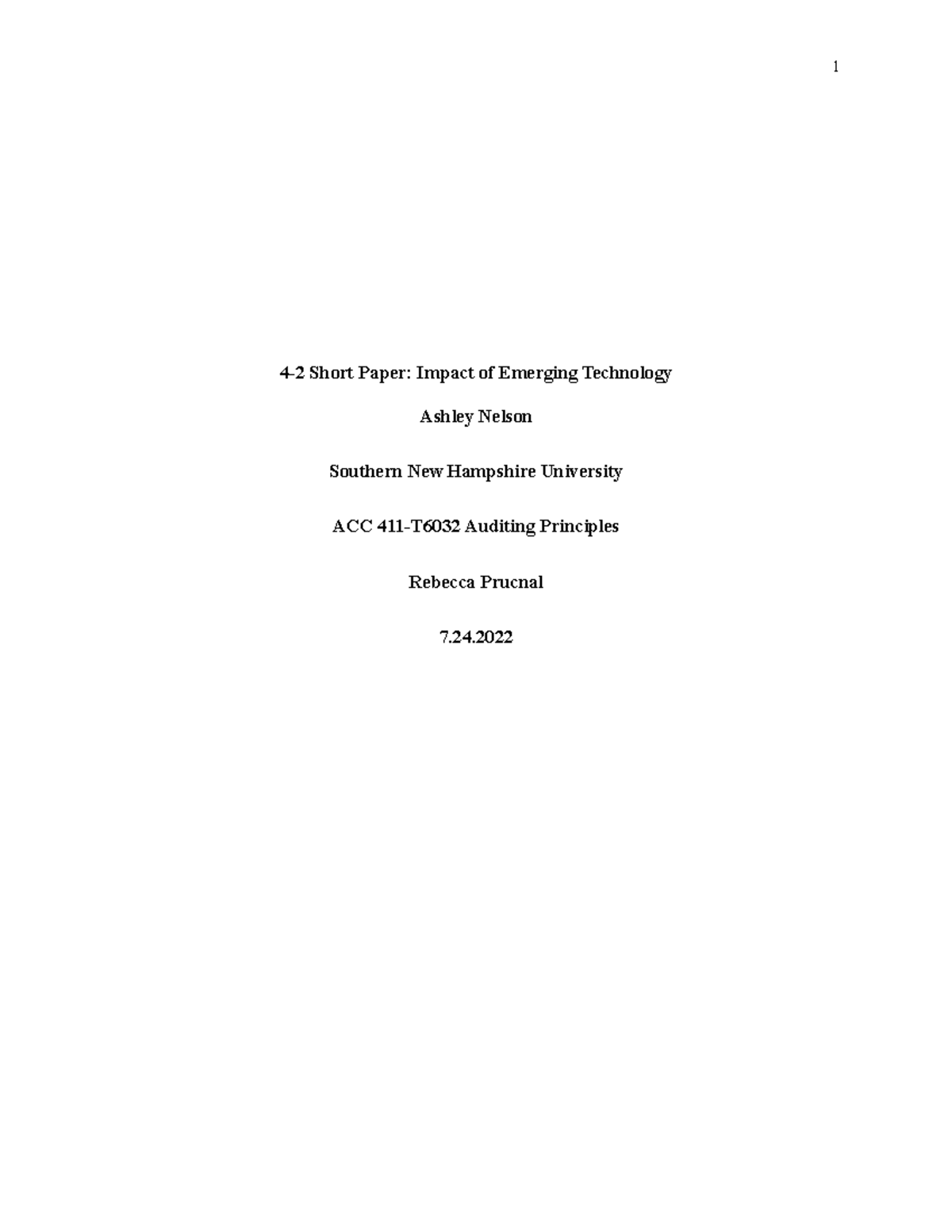 4-2 Short Paper - Impact of Emerging Technology Technology Description ...