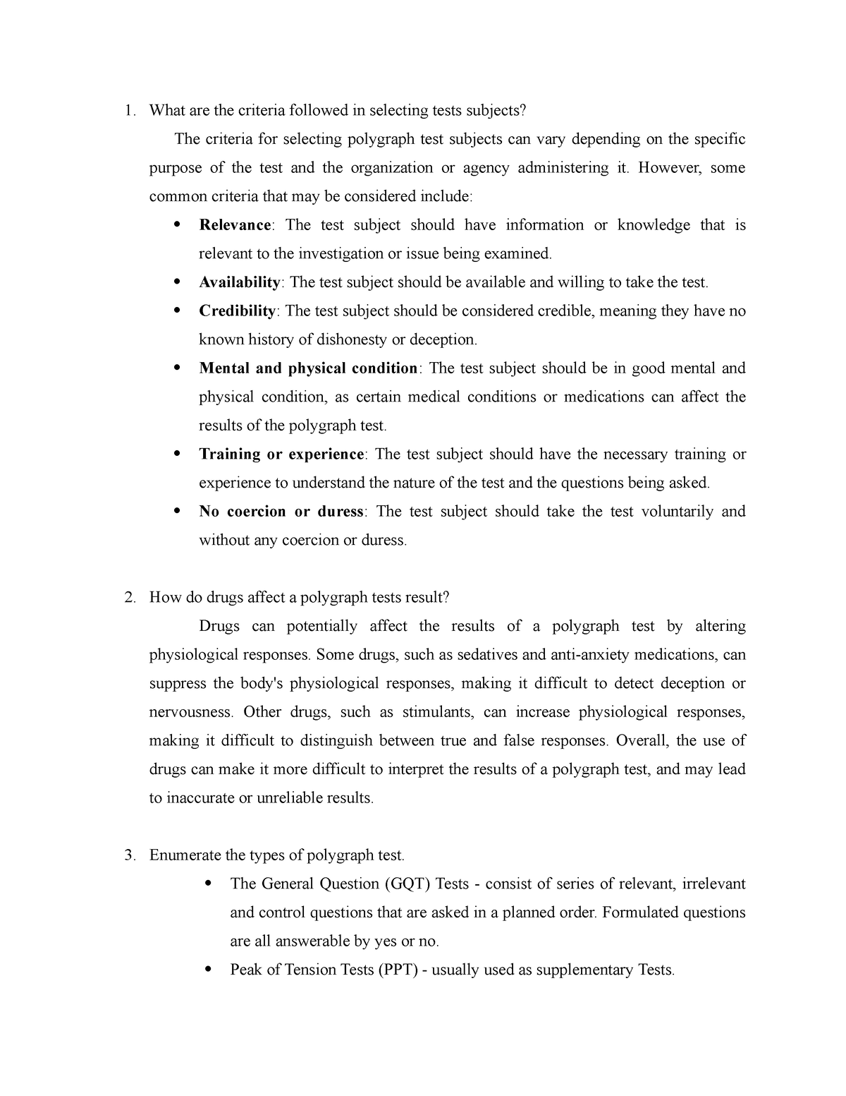 case study on polygraph test