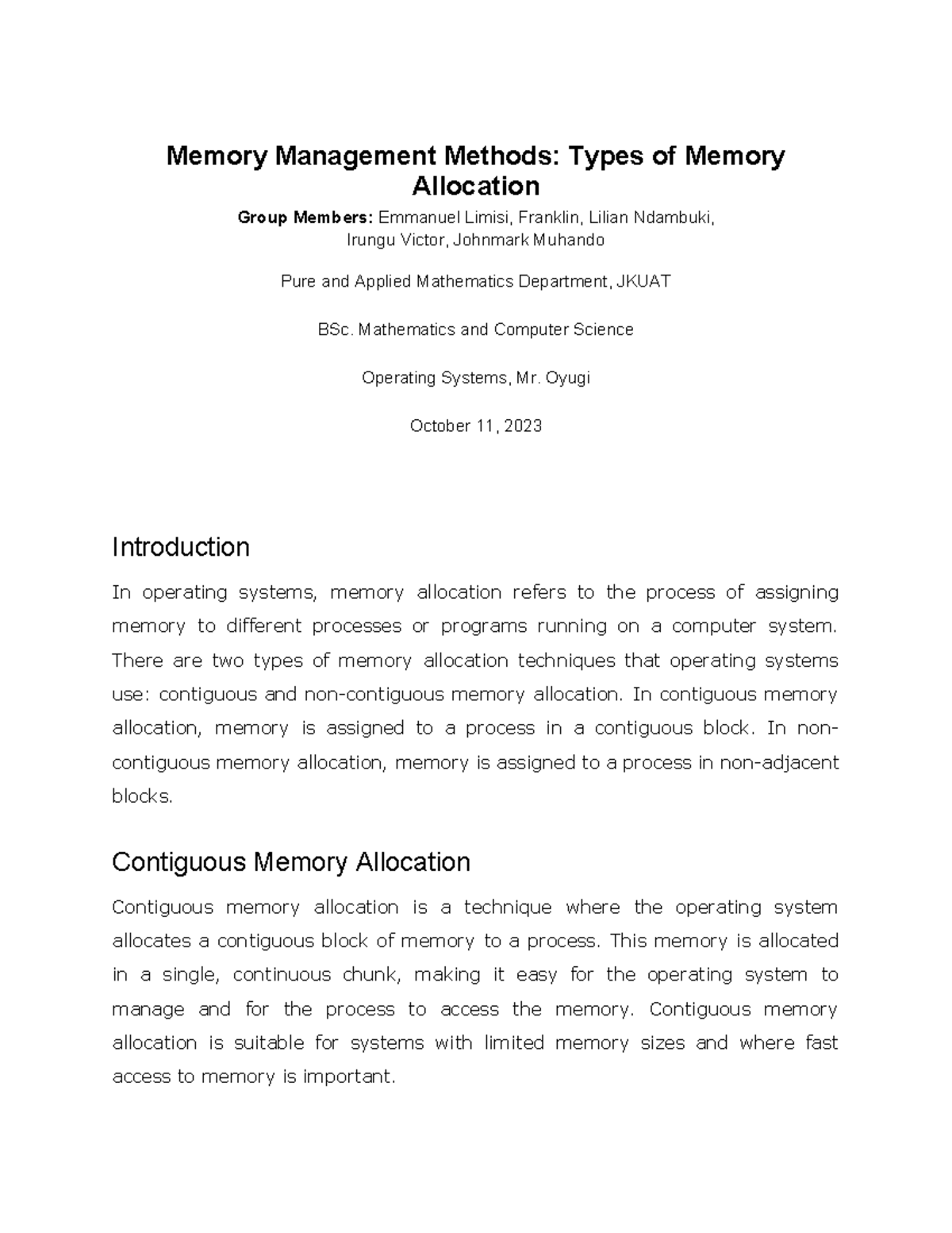 Memory Allocation - The Notes Are Just A Small Part Of The Bigger ...