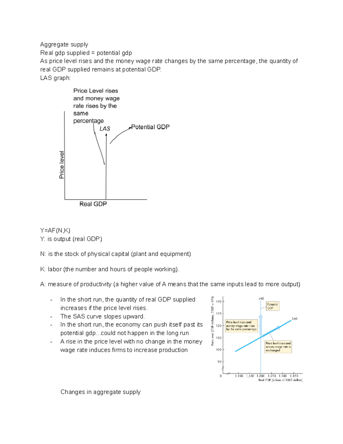 Chapter 10 - Aggregate supply Real gdp supplied = potential gdp As ...