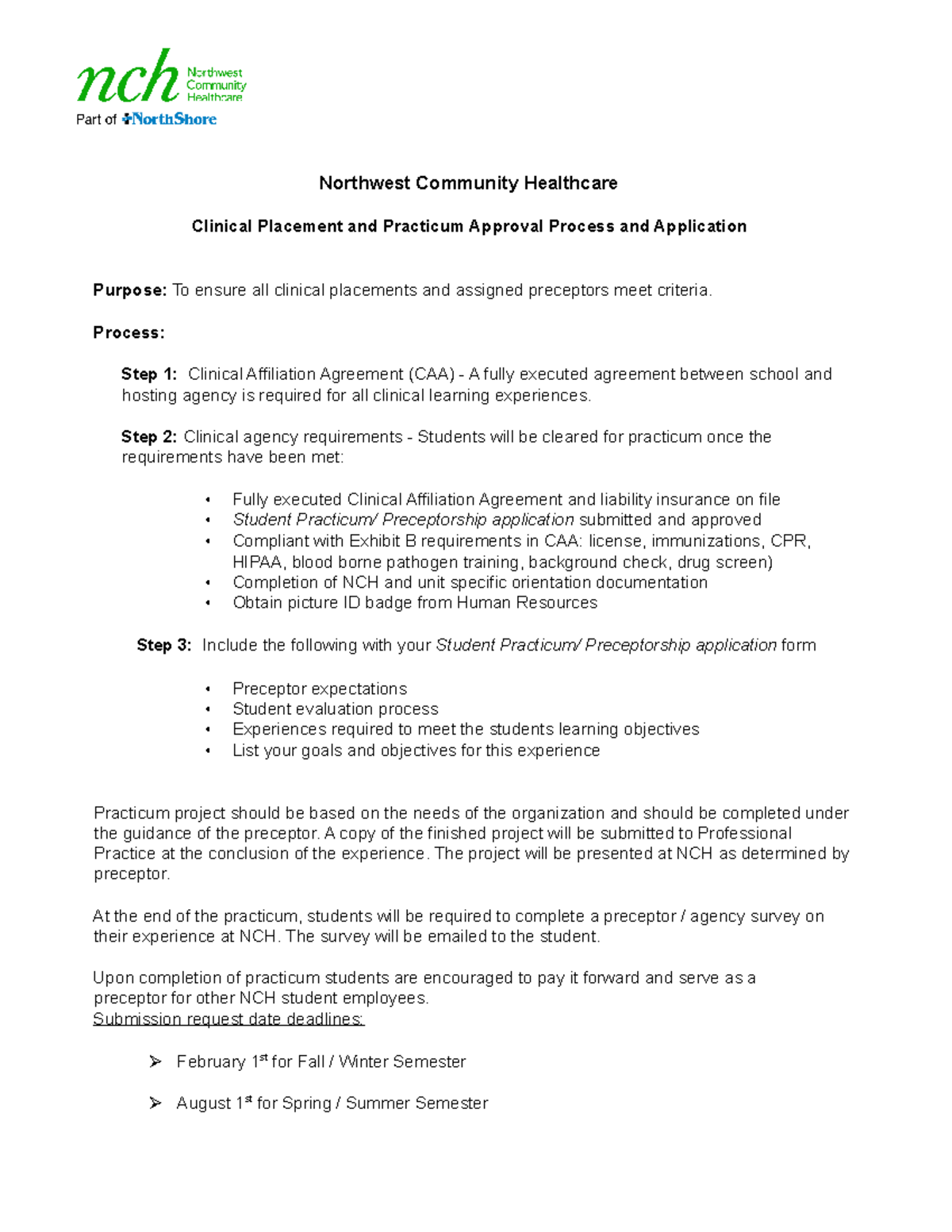 Graduate Practicum-Preceptorship Application 07 - Northwest Community ...