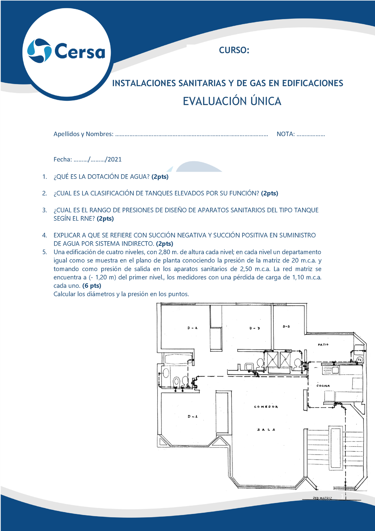 Solucionario Examen De Instalaciones Sanitarias Curso Instalaciones Sanitarias Y De Gas En 0196