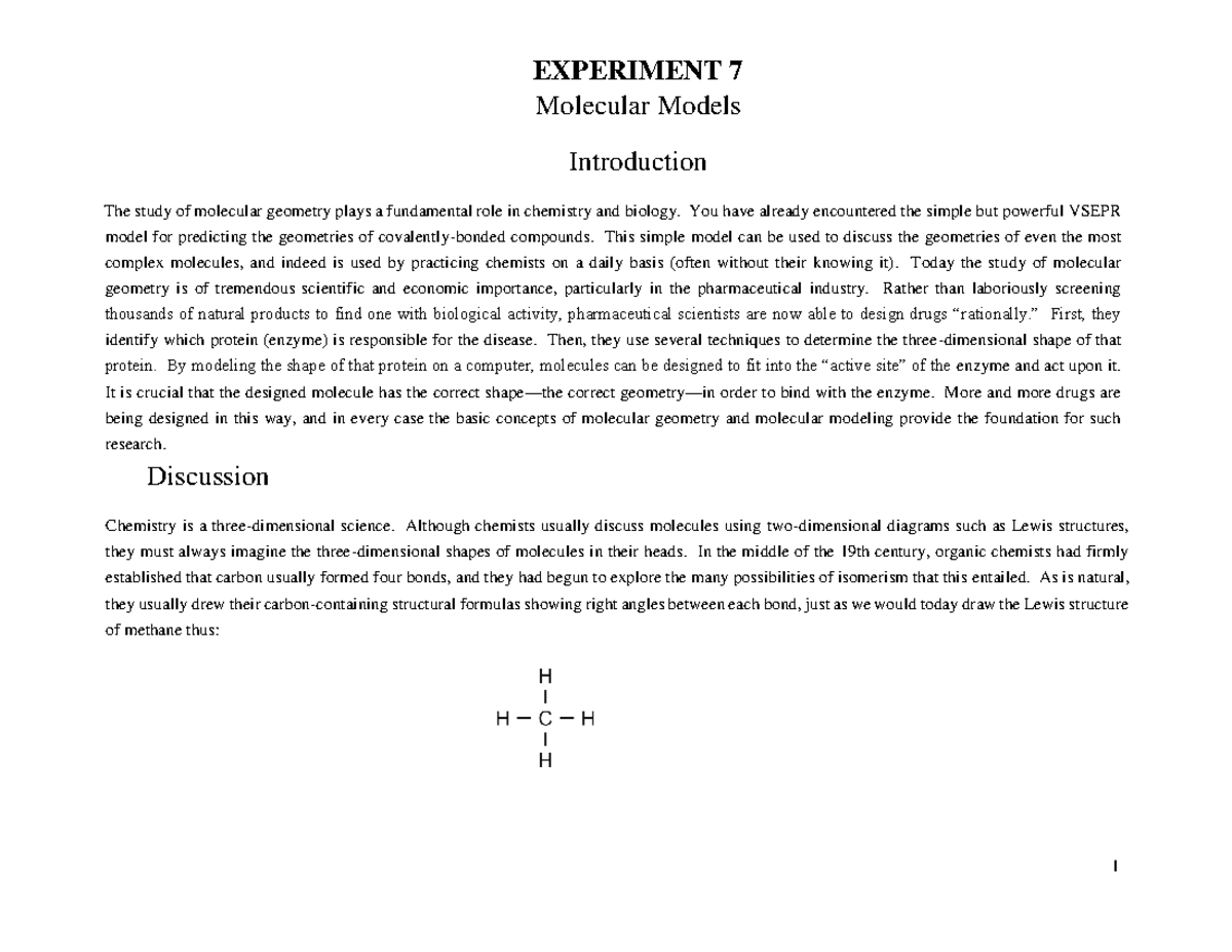 111L+Exp+%23+7+-+Molecular+Models+%28 Vsepr%29v3 - 1 EXPERIMENT 7 ...