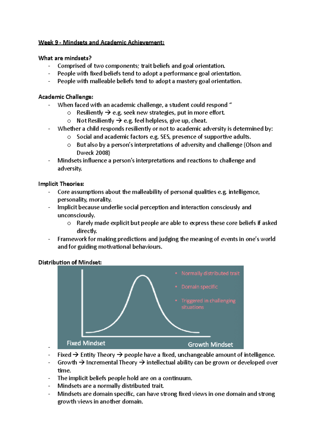 Week 9 - Mindsets and Academic Achievement - Week 9 - Mindsets and ...