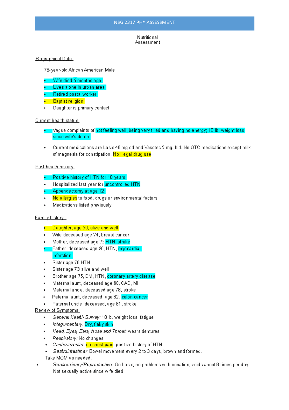 assignment on nutritional assessment