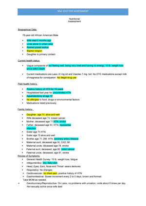 Nutrition Assessment Case Study