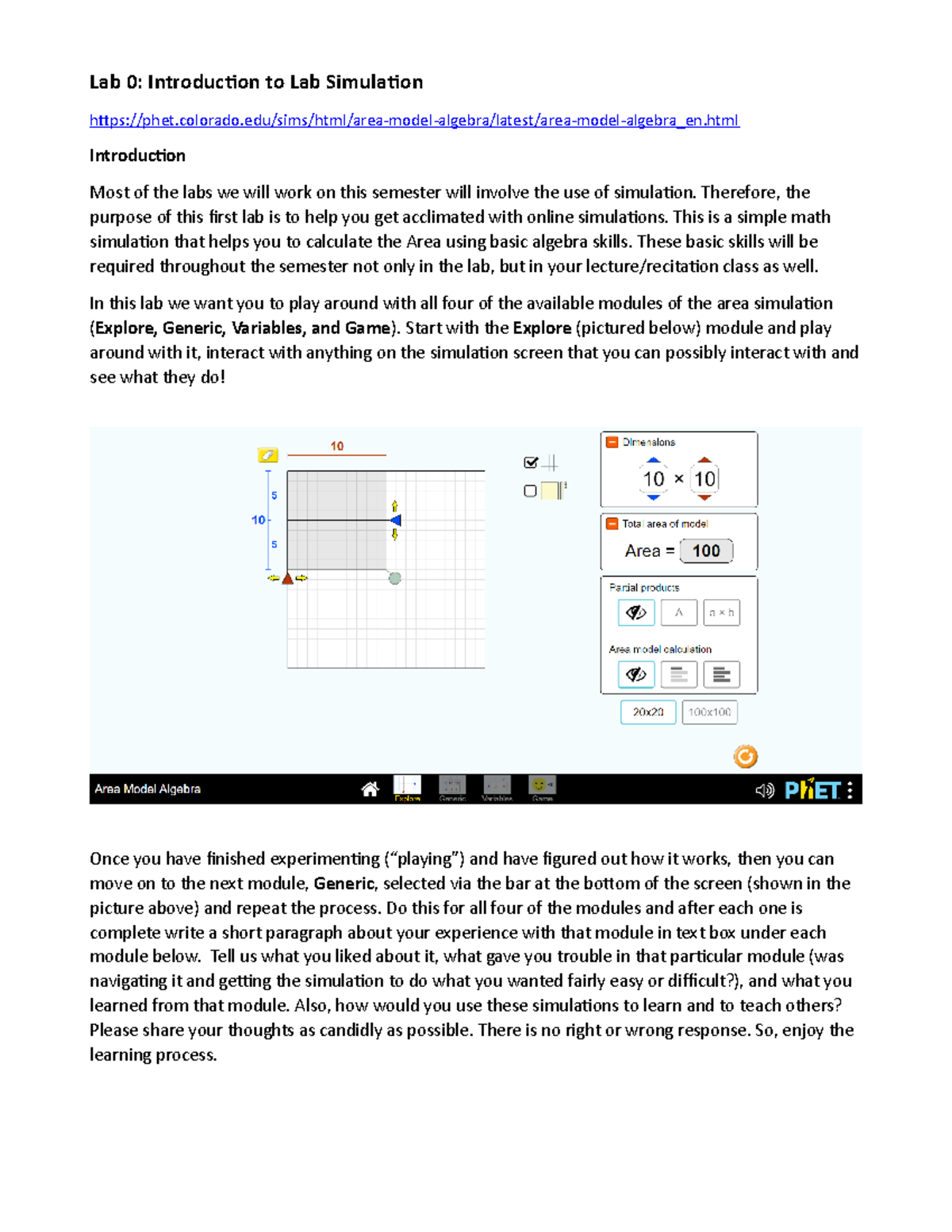 Lab 0 Introduction to Simulations - Lab 0: Introduction to Lab ...