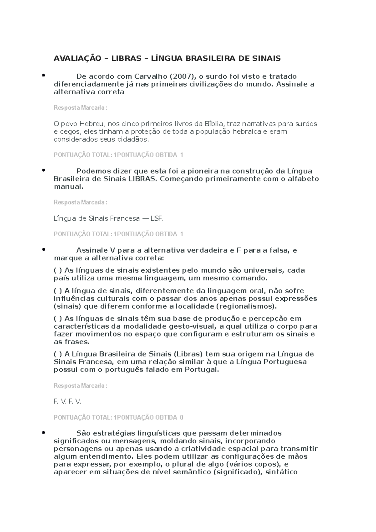 Avaliação libras faveni - AVALIAÇÃO – LIBRAS – LÍNGUA BRASILEIRA DE ...