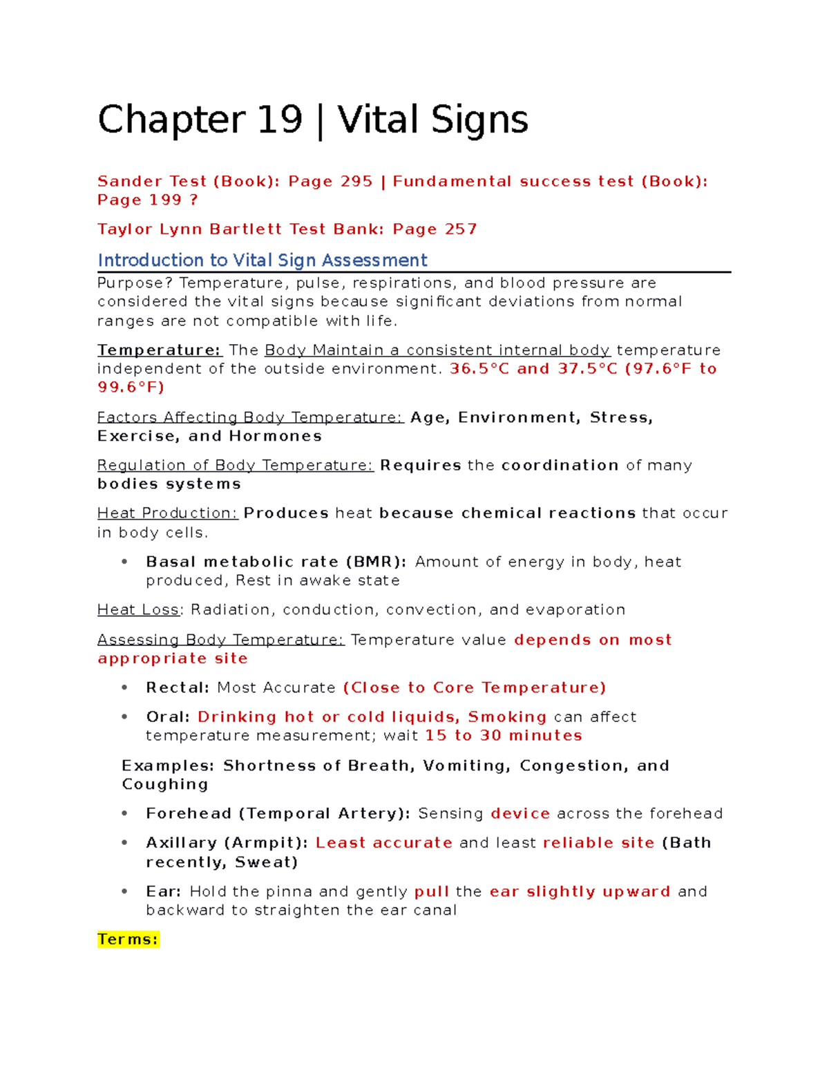 Chapter 19 Vital Signs - Notes From Fundamentals Of Nursing - Chapter ...