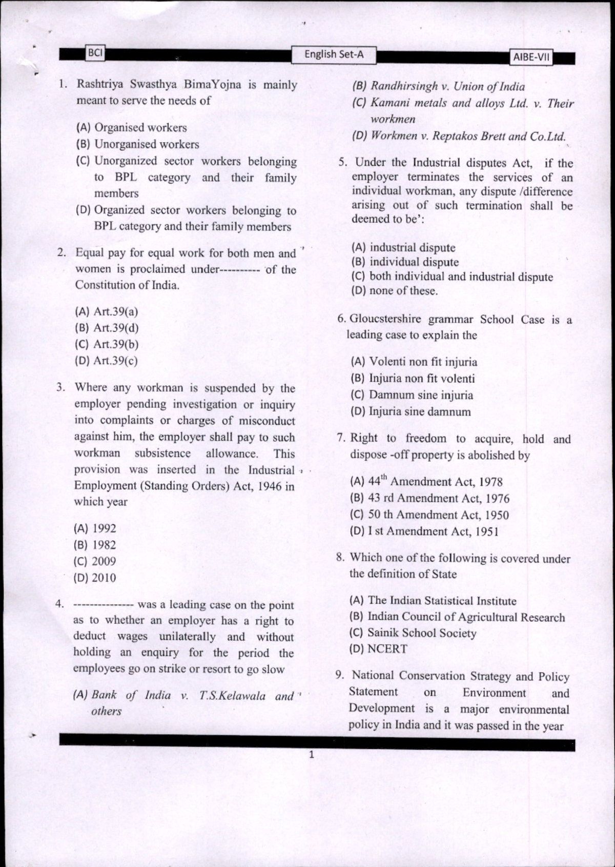 AIBE 7 Question Paper - LLM - Studocu