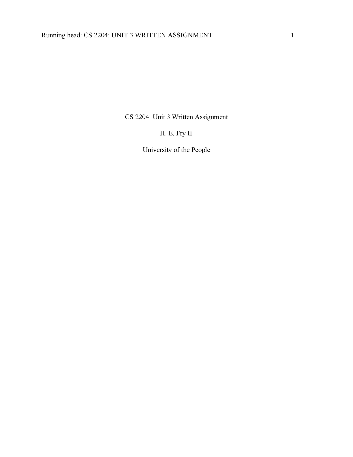 cs 2204 written assignment unit 3