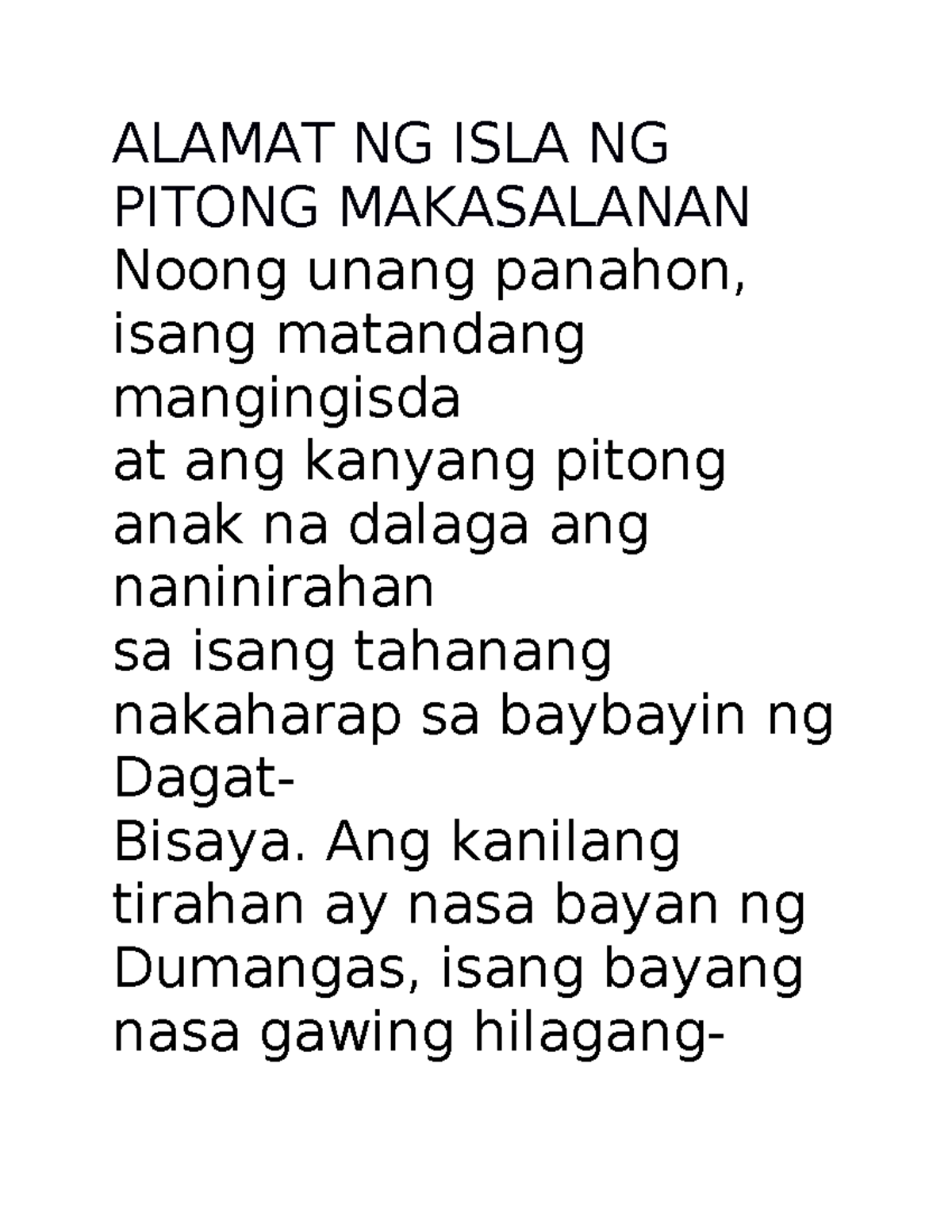 Alamat ng Isla ng Pitong Makasalanan - ALAMAT NG ISLA NG PITONG ...