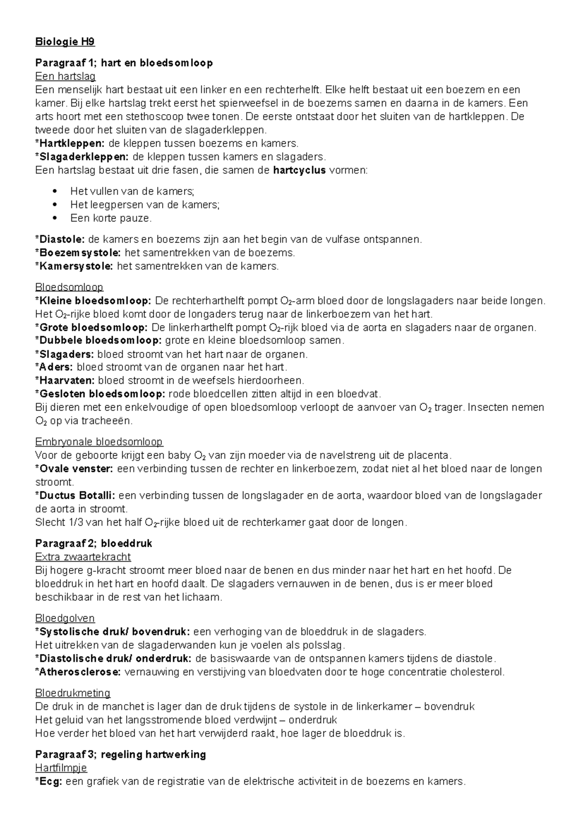 Samenvatting Nectar H9 Bloedsomloop - Biologie H Paragraaf 1; Hart En ...