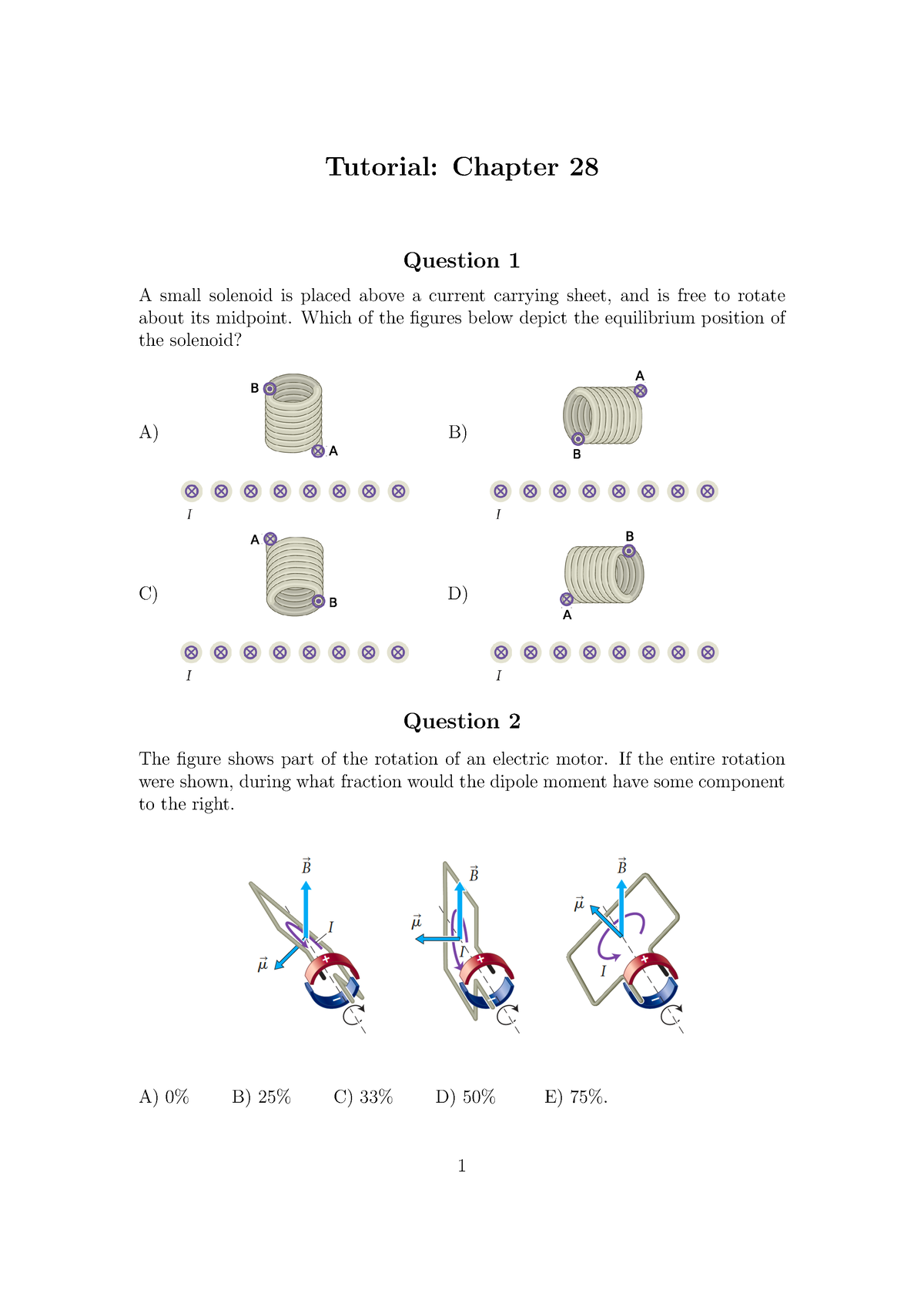 Ch28 Problems - Physics Tutorial Questions On Magnetism - Tutorial ...