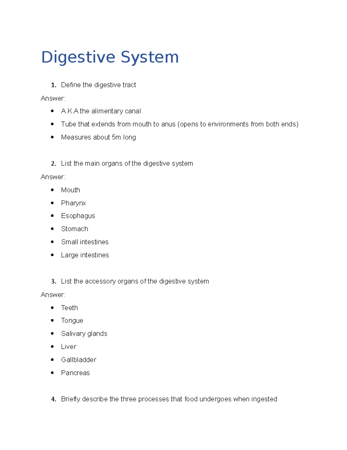 ANAT 1052 Digestive System - Digestive System Define the digestive ...