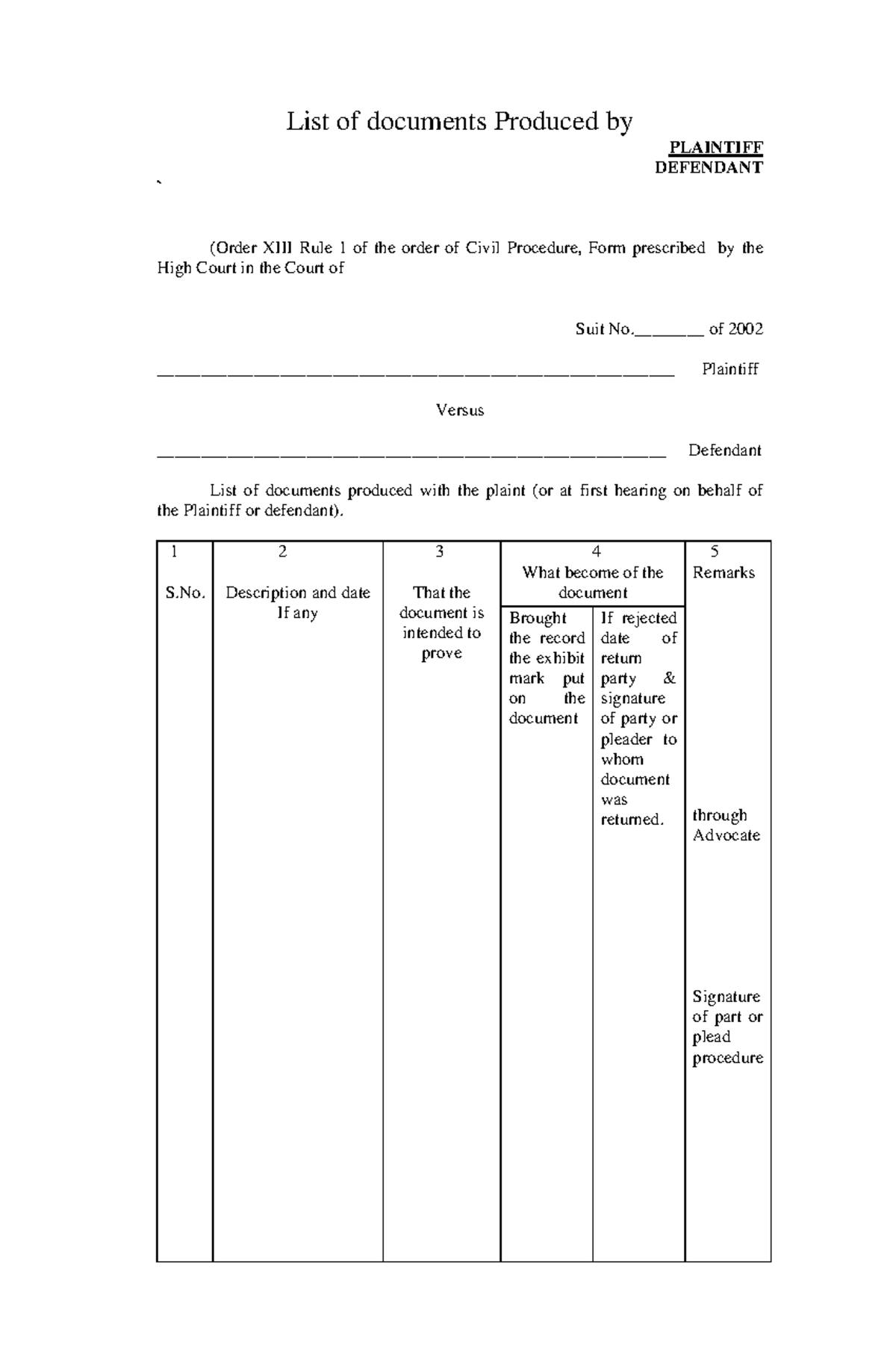 List of documents - sample - List of documents Produced by PLAINTIFF ...
