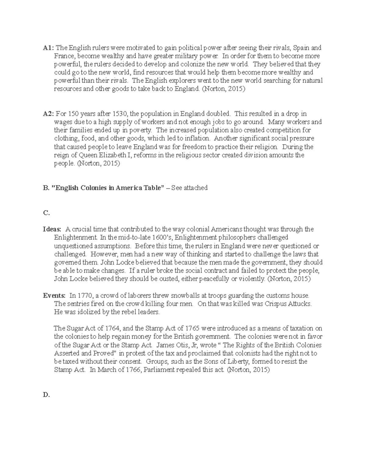 Task 1 For C121 Survey Of US History - A1: The English Rulers Were ...