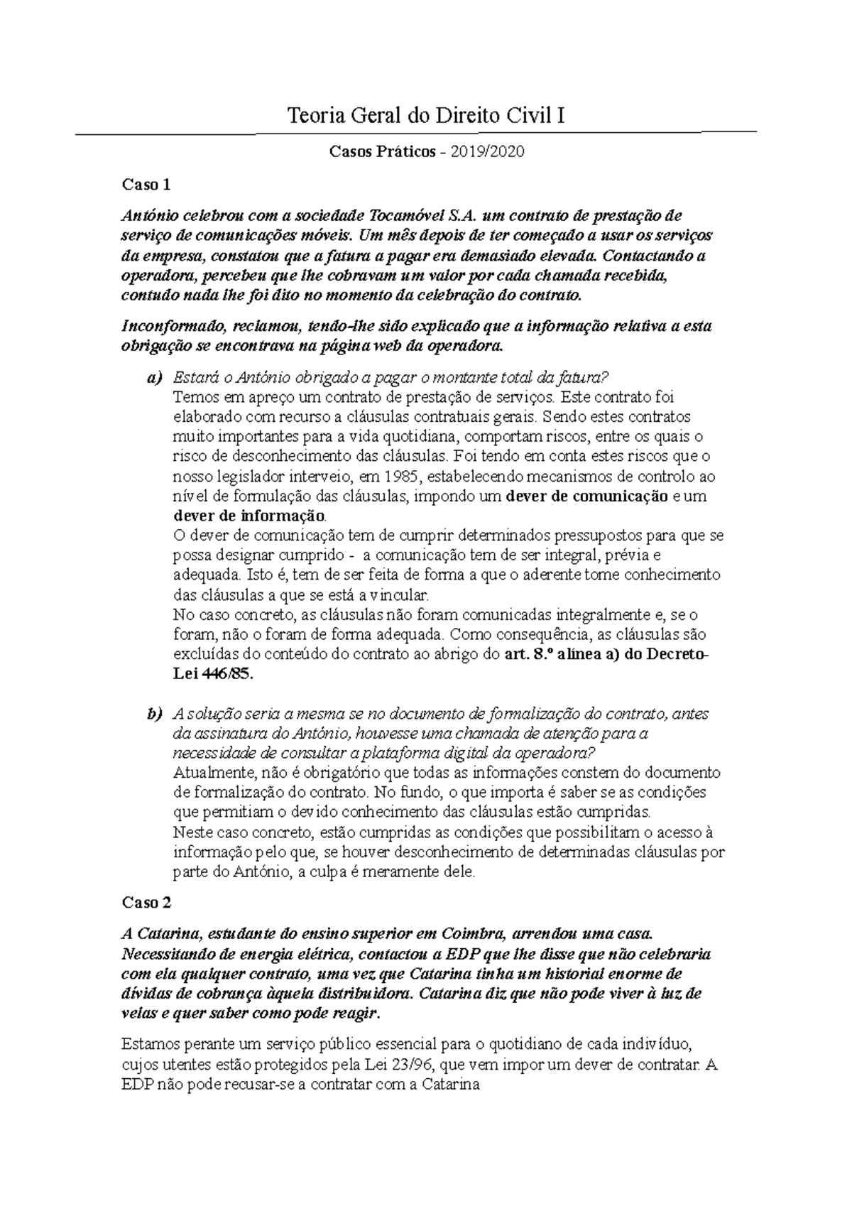 Tgdci - Casos Práticos MBN - Teoria Geral Do Direito Civil I Casos ...