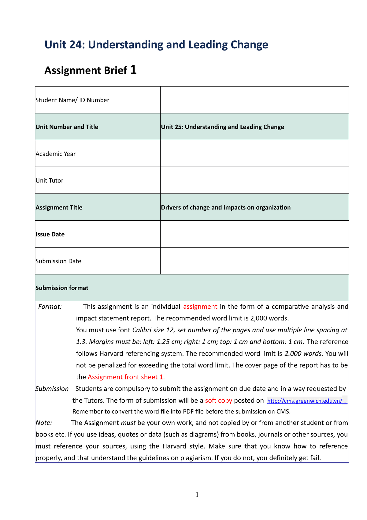 understanding and leading change assignment sample