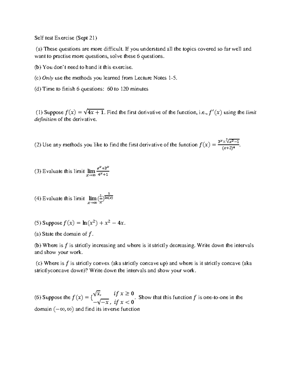 Self test Exercise 2 - Extra practice for this course to help you get A ...