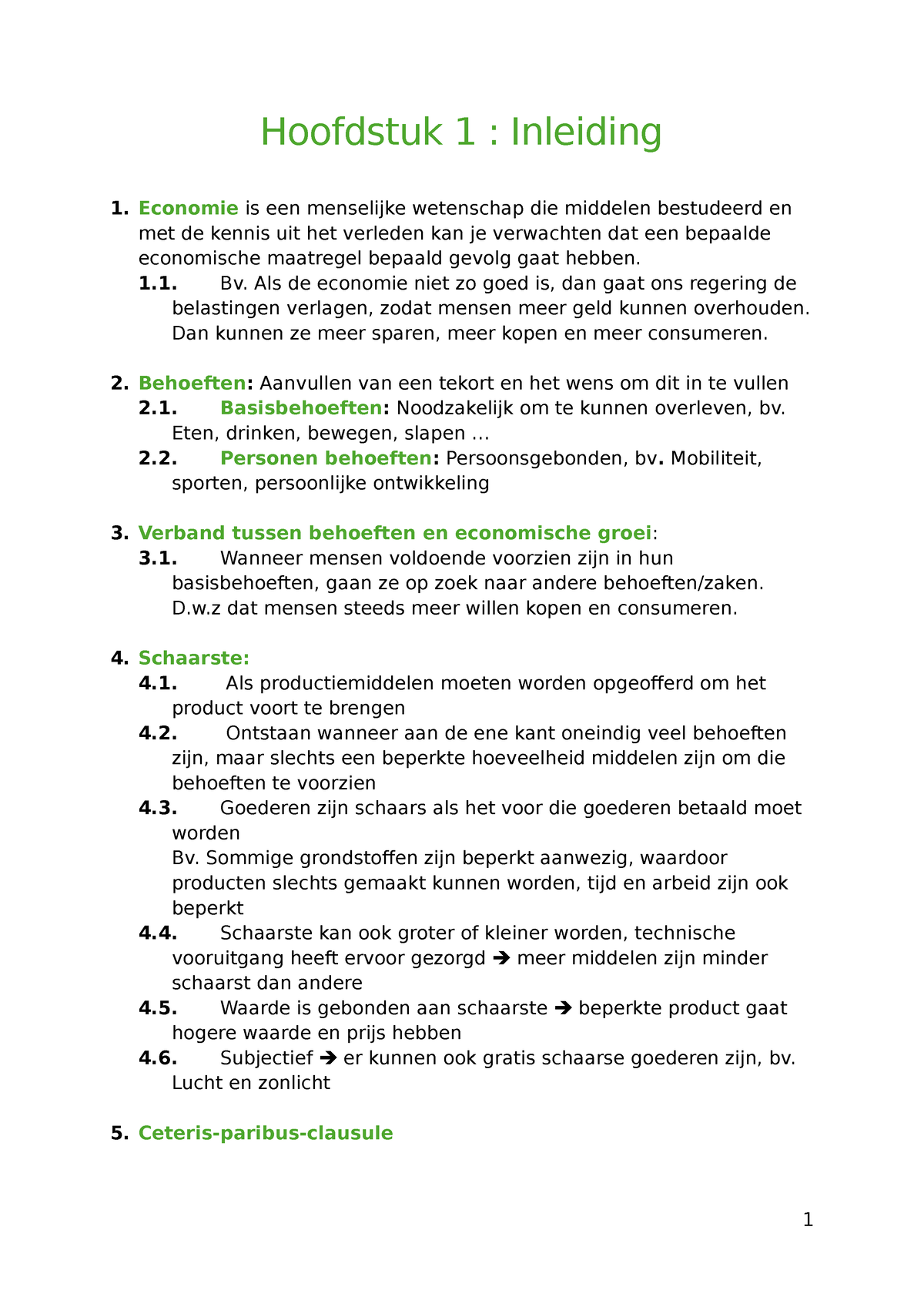 Samenvatting HF1 Inleiding - Hoofdstuk 1 : Inleiding Economie Is Een ...